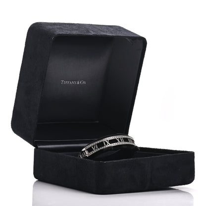 Tiffany 18K White Gold Diamond Atlas Open Hinged Bangle Bracelet 5 of 5