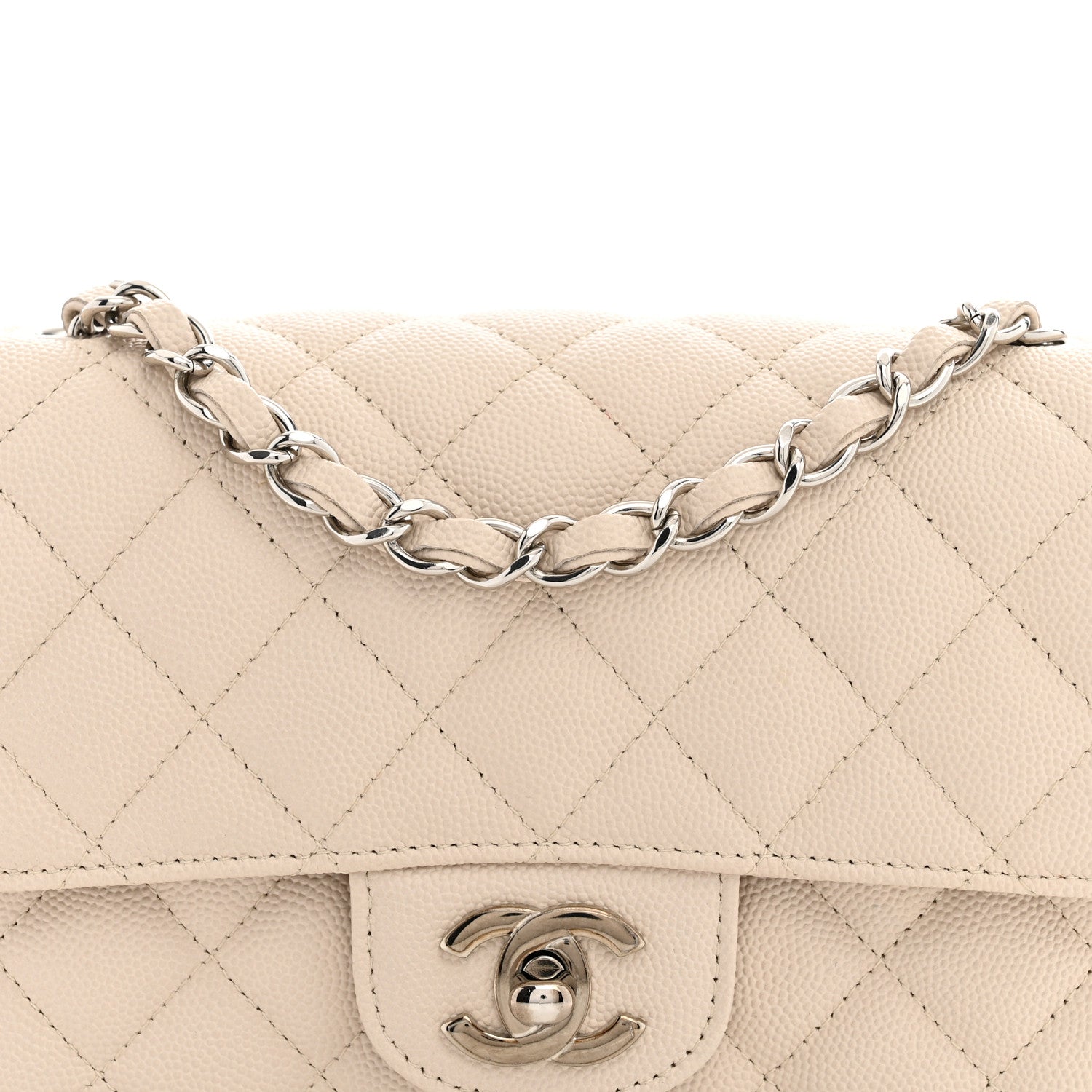 Chanel Caviar Quilted Mini Rectangular Flap Light Beige 8 of 13