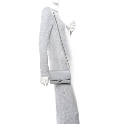 Chanel Grained Calfskin Quilted CC Box Wallet On Chain WOC Grey 2 of 11