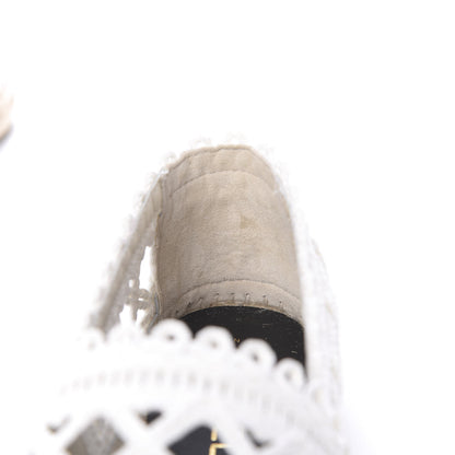 Chanel Woven Fabric Grosgrain CC Espadrilles 38 White Black 6 of 11