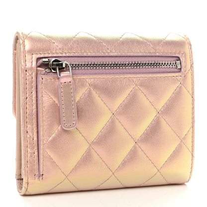 Chanel Iridescent Calfskin Quilted Compact Flap Wallet Pink 3 of 8