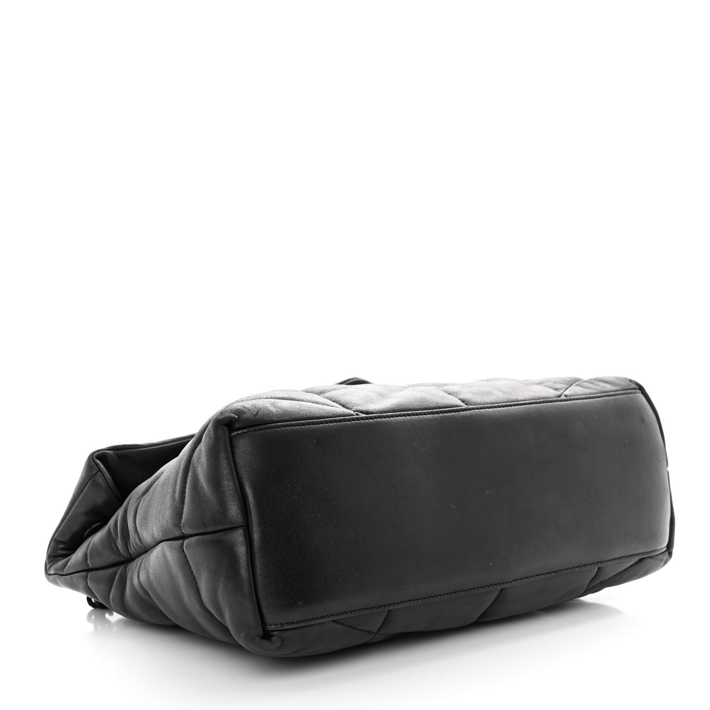 Lambskin Quilted Monogram Monochrome Medium Loulou Puffer Chain Satchel Black