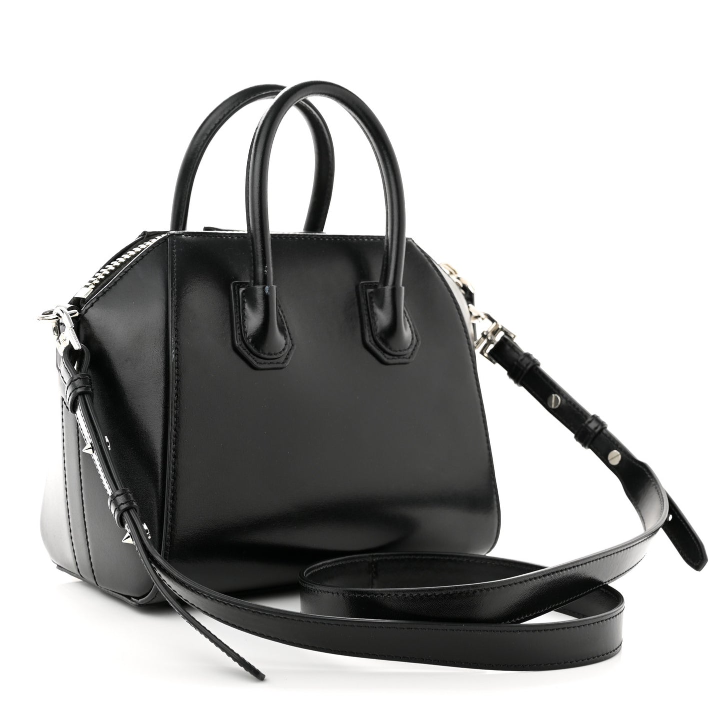 Shiny Lord Calfskin Mini Antigona Black