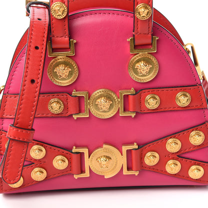 Versace Calfskin Small Medallion Tribute Bowling Bag Pink Red 9 of 9