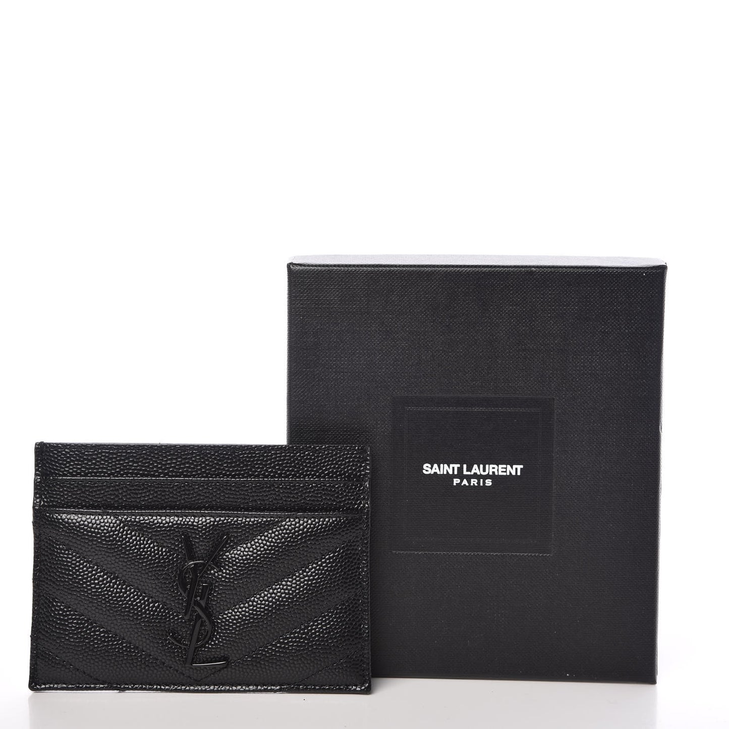 Grain De Poudre Matelasse Chevron Monogram Credit Card Case Black