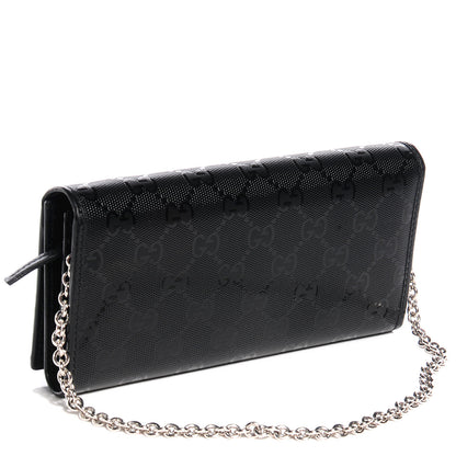 Gucci Imprime Monogram GG Pierce Chain Clutch Wallet Black 3 of 8