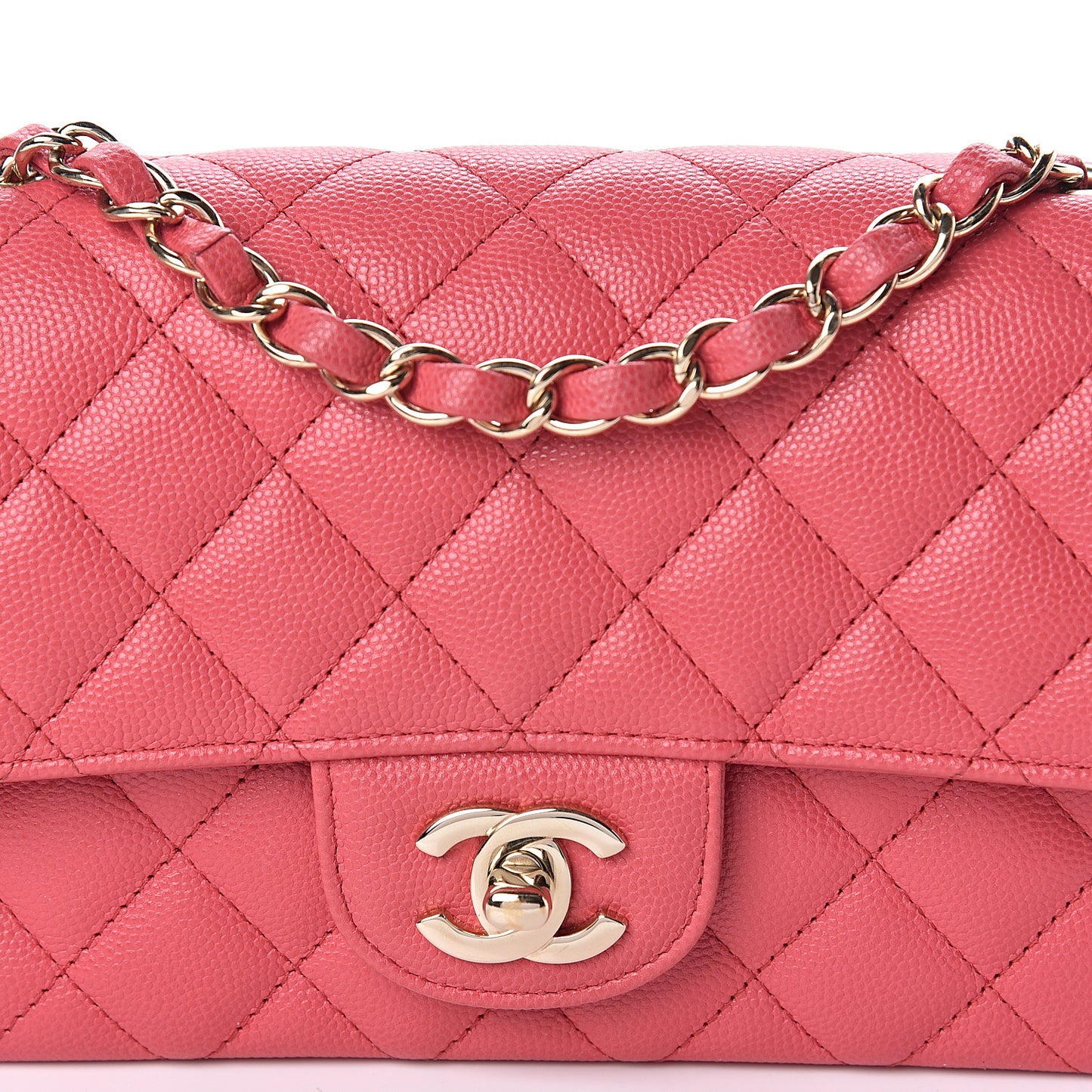 Caviar Quilted Mini Rectangular Flap Dark Pink