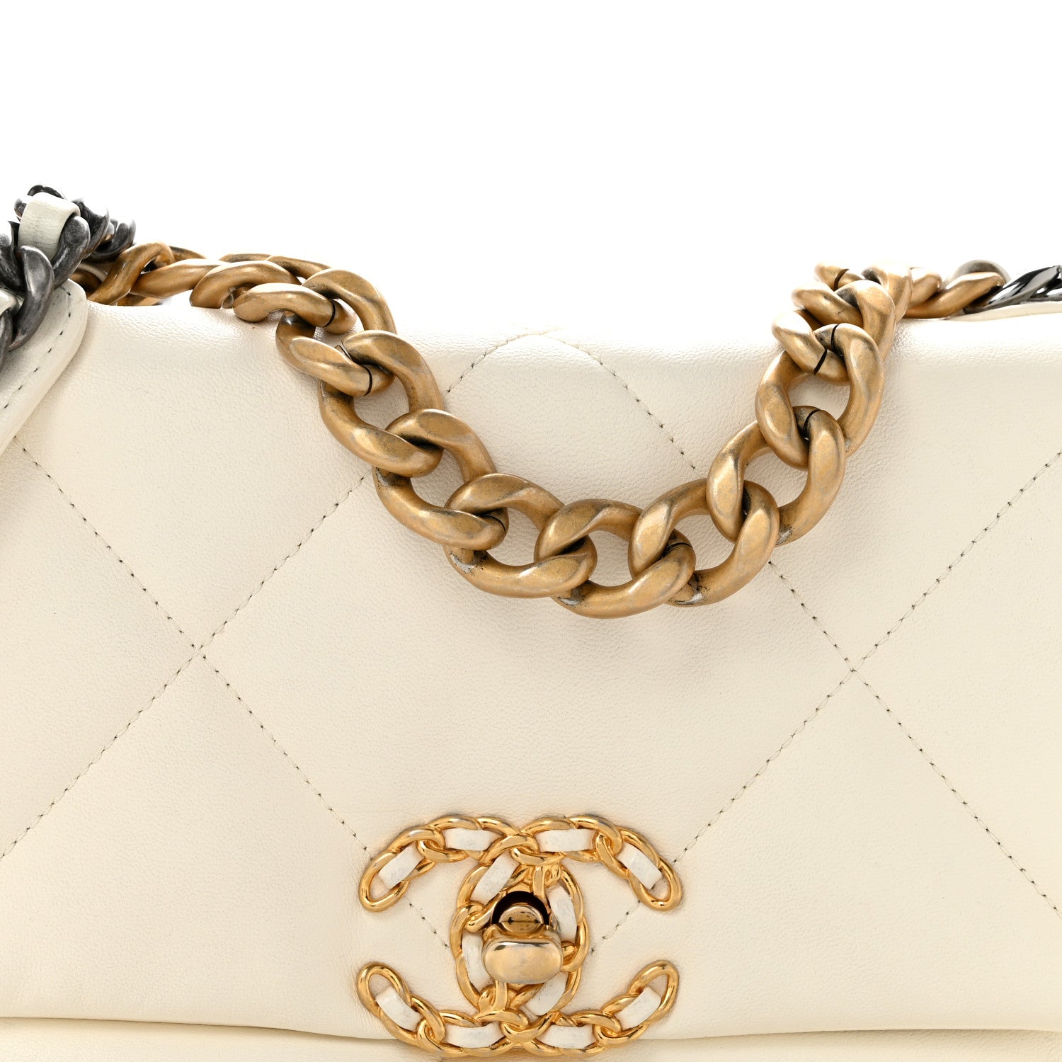 Chanel Lambskin Quilted Medium Chanel 19 Flap White 8 of 12