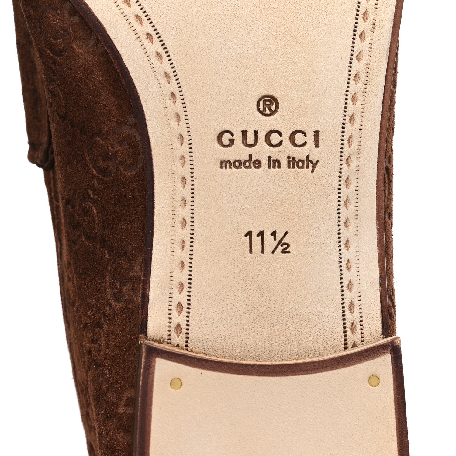 Gucci Luxury Suede Guccissima Mens Horsebit Mocassin Loafers 11.5 Fancy 11.5 Fancy Brown 7 of 10