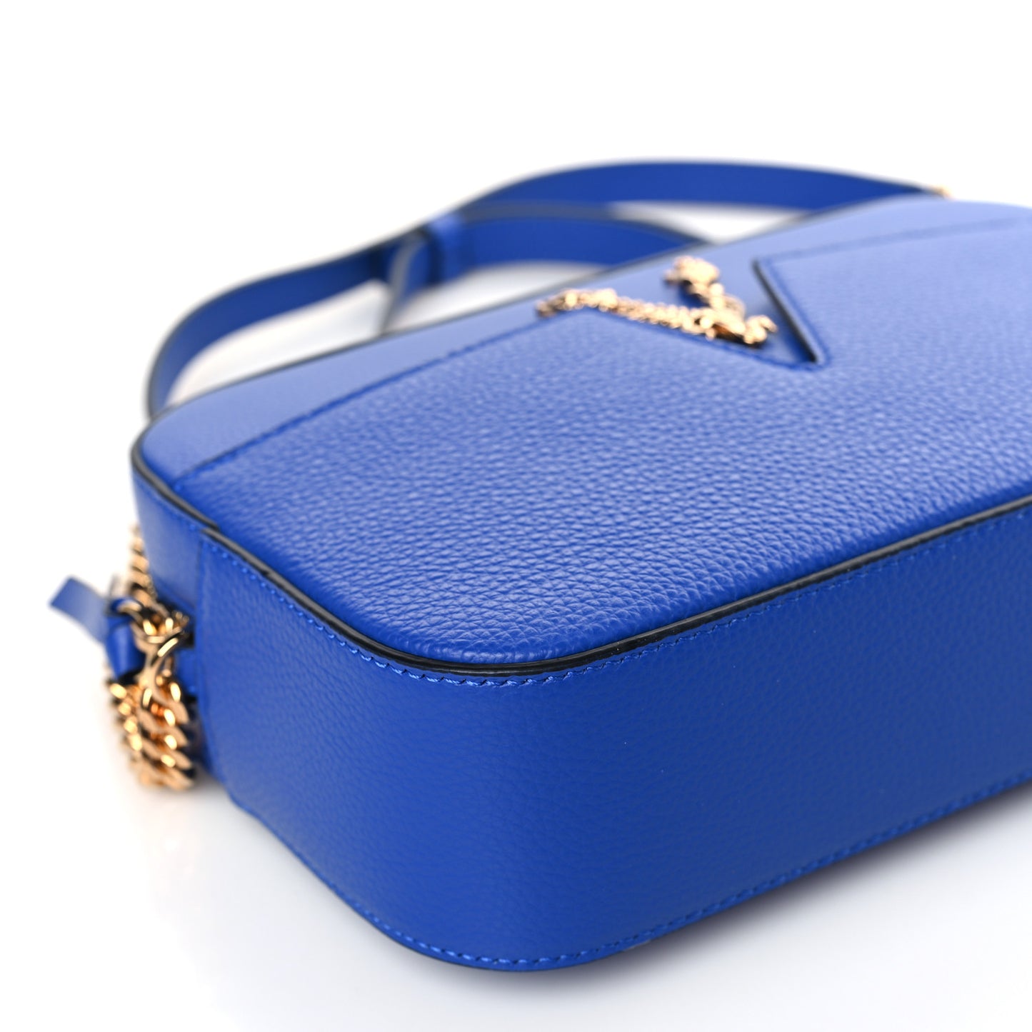 Grainy Calfskin Small Virtus Camera Bag Blue