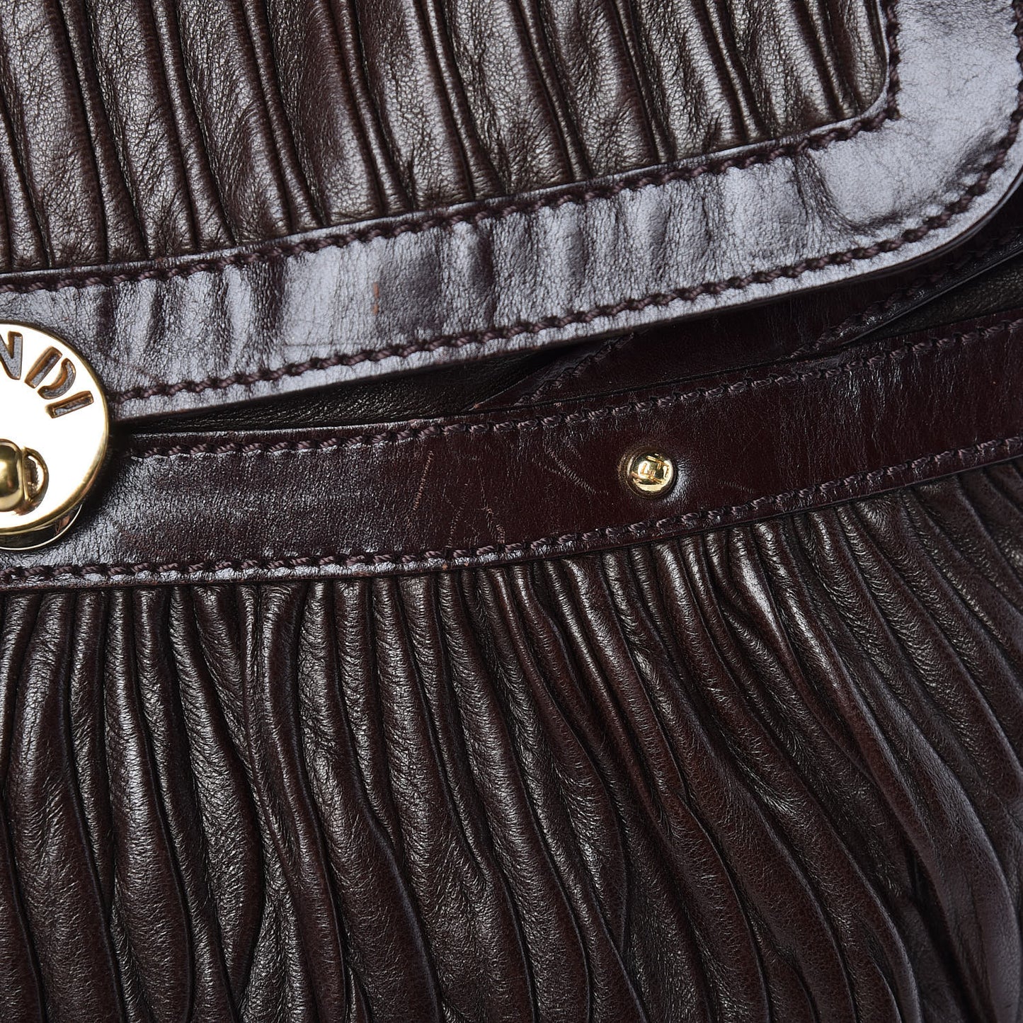 Nappa Pleated Shoulder Bag Testa di Moro