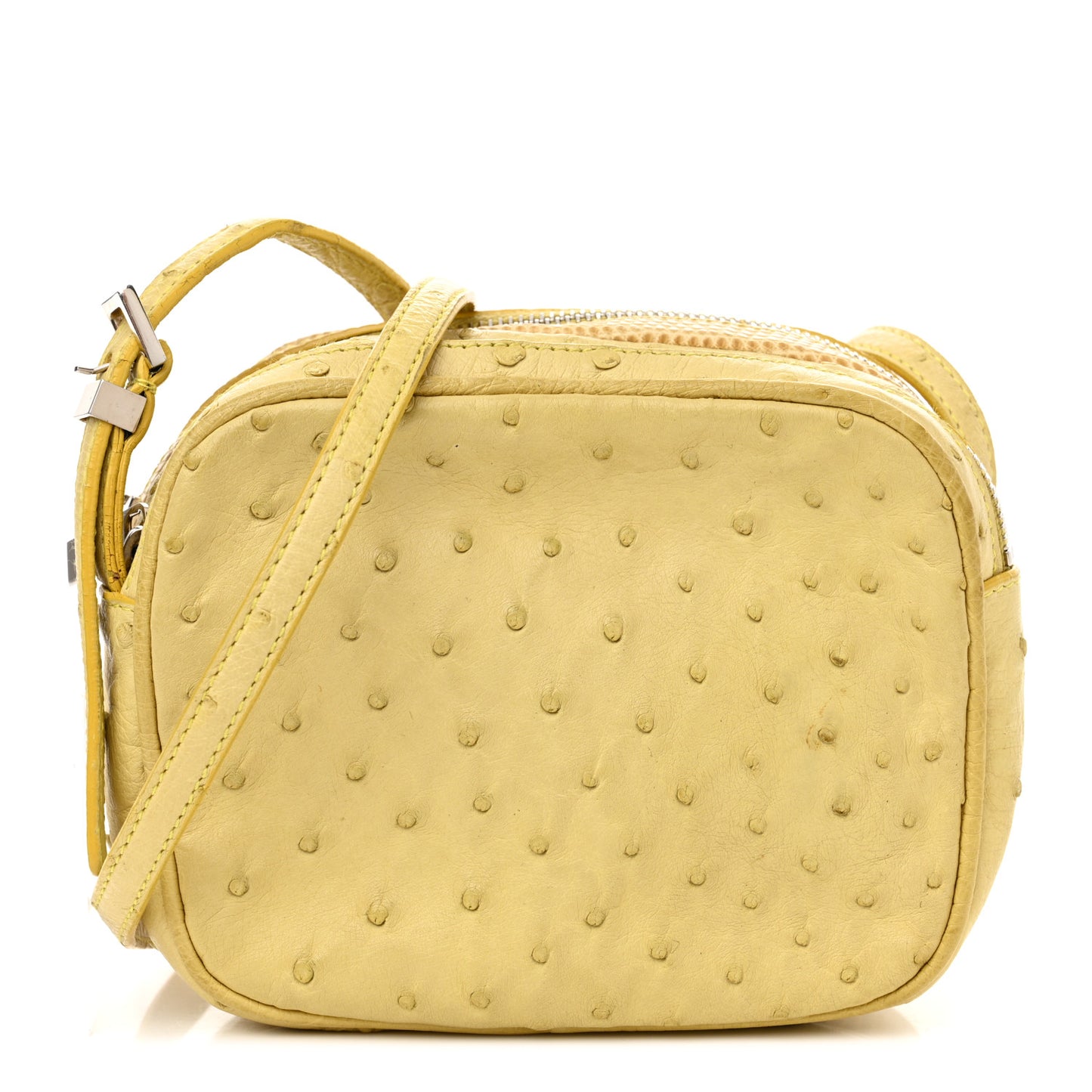 Ostrich Lizard Mini Twin Crossbody Bag Yellow