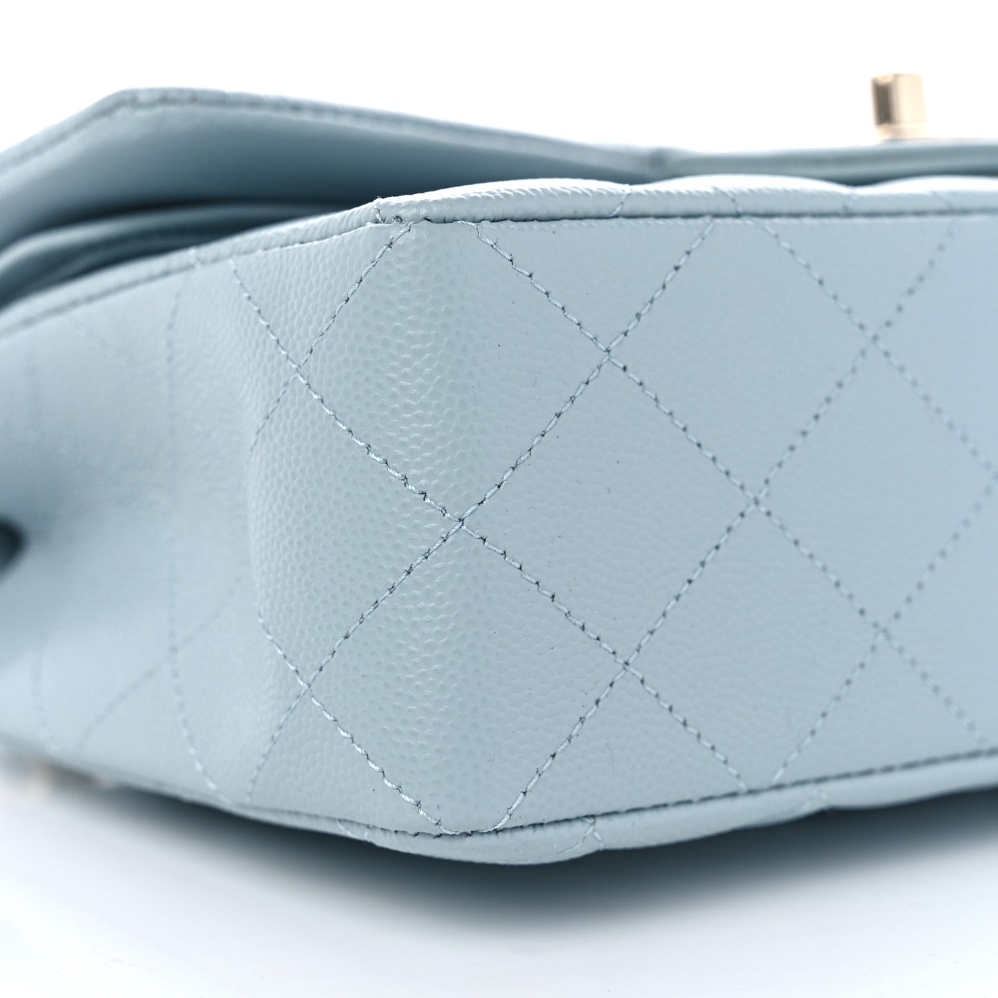 Caviar Quilted Small Double Flap Light Blue