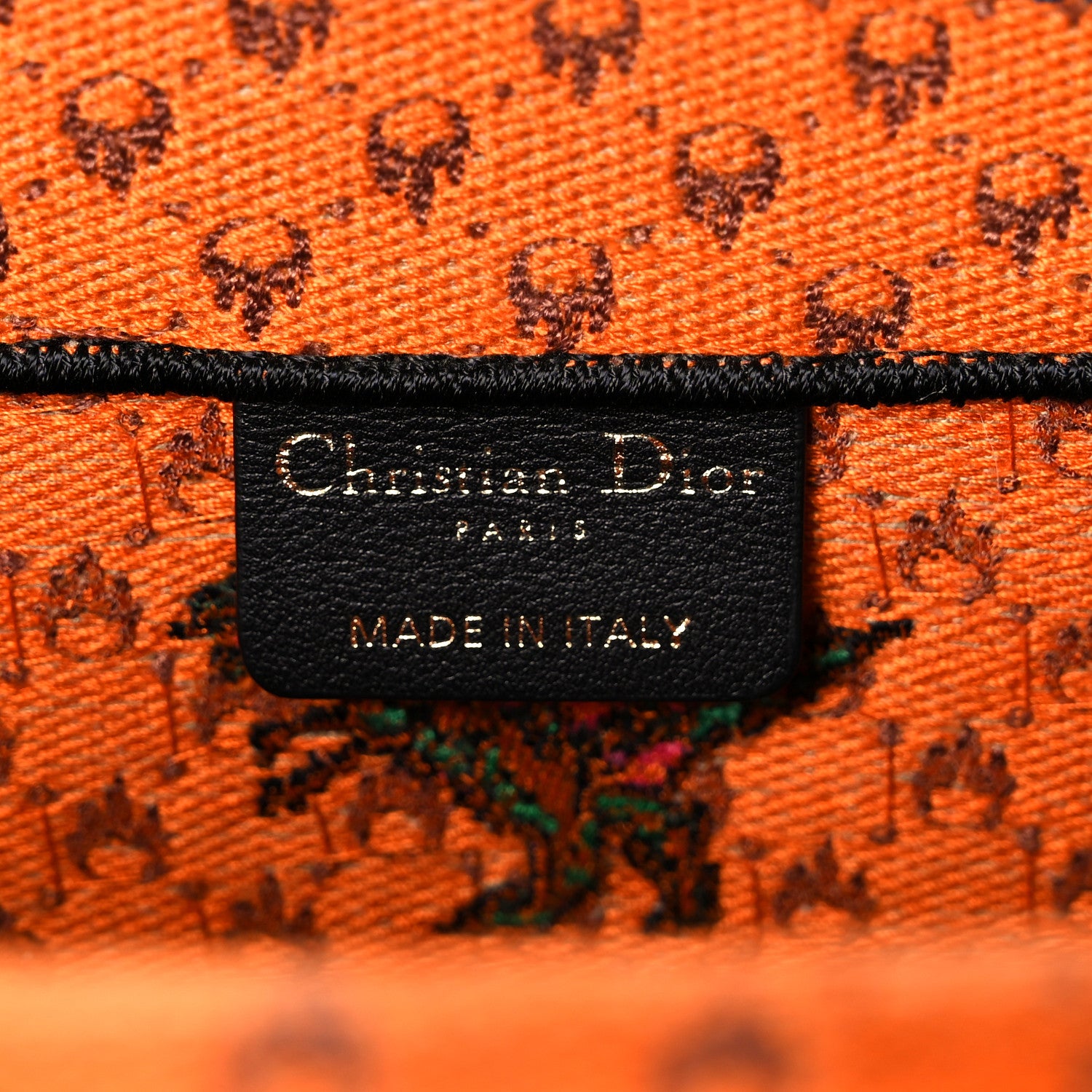 Christian Dior Canvas Embroidered Medium Dino Book Tote Orange Multicolor 6 of 9