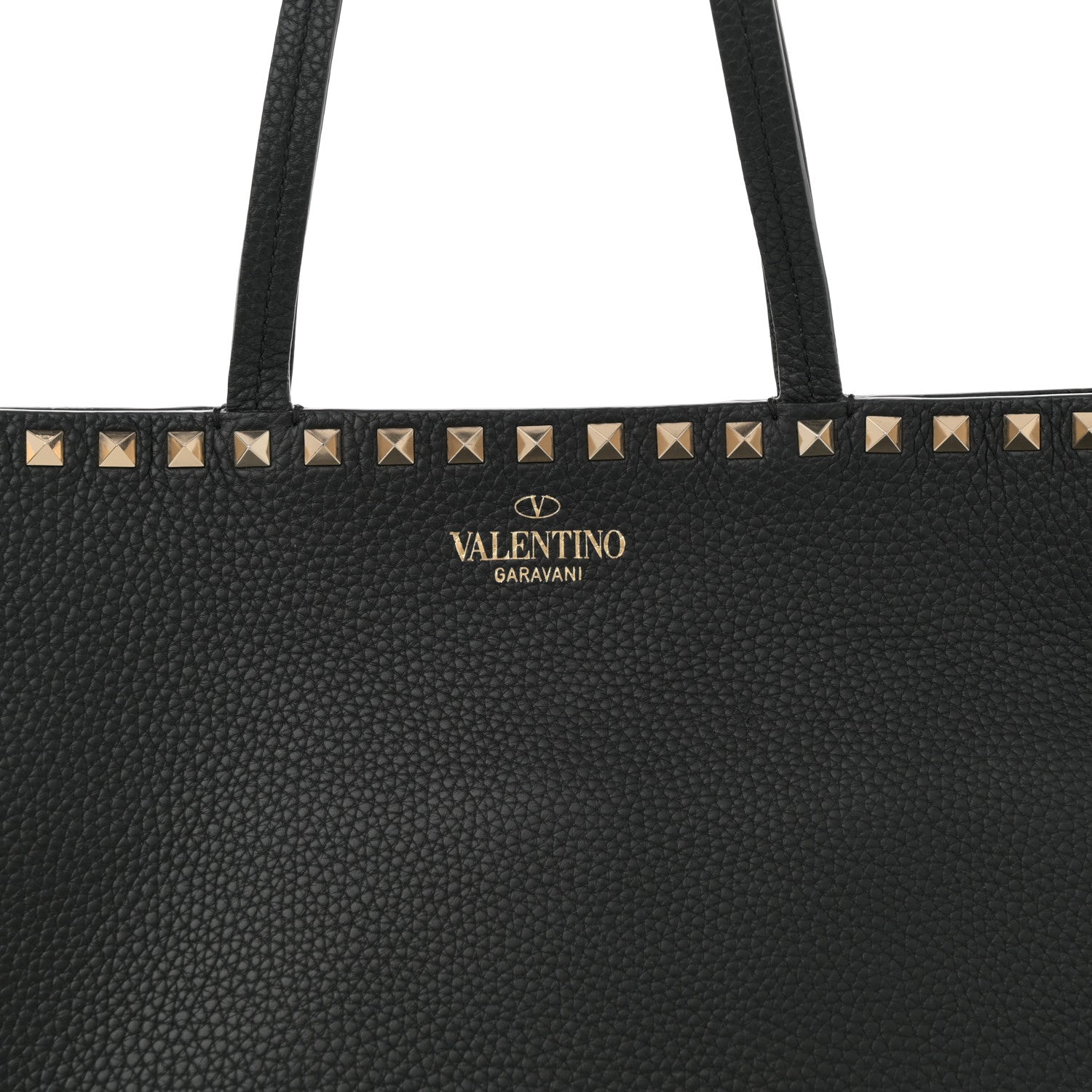 Valentino Garavani Grained Calfskin Rockstud Shoulder Tote Black 7 of 9