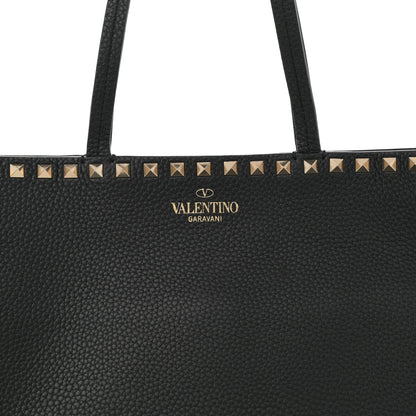 Valentino Garavani Grained Calfskin Rockstud Shoulder Tote Black 7 of 9