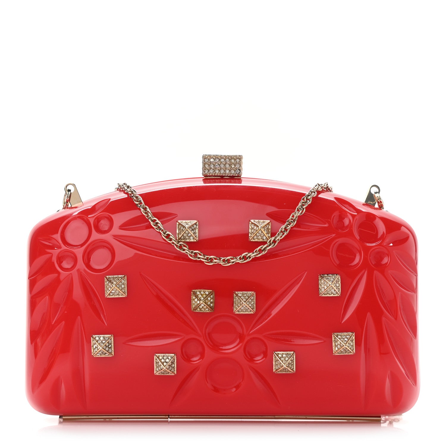 Valentino Garavani Acrylic Rockstud Minaudiere Clutch Red 1 of 9