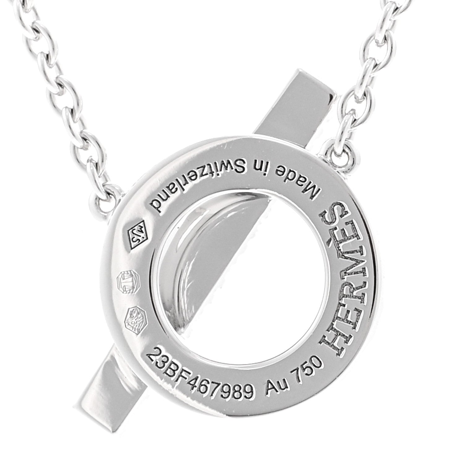 Hermes 18K White Gold Diamond Finesse Pendant Necklace 4 of 5