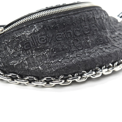 Alexander Wang Patent Tweed Chain Embellished Attica Belt Bag Black 8 of 9
