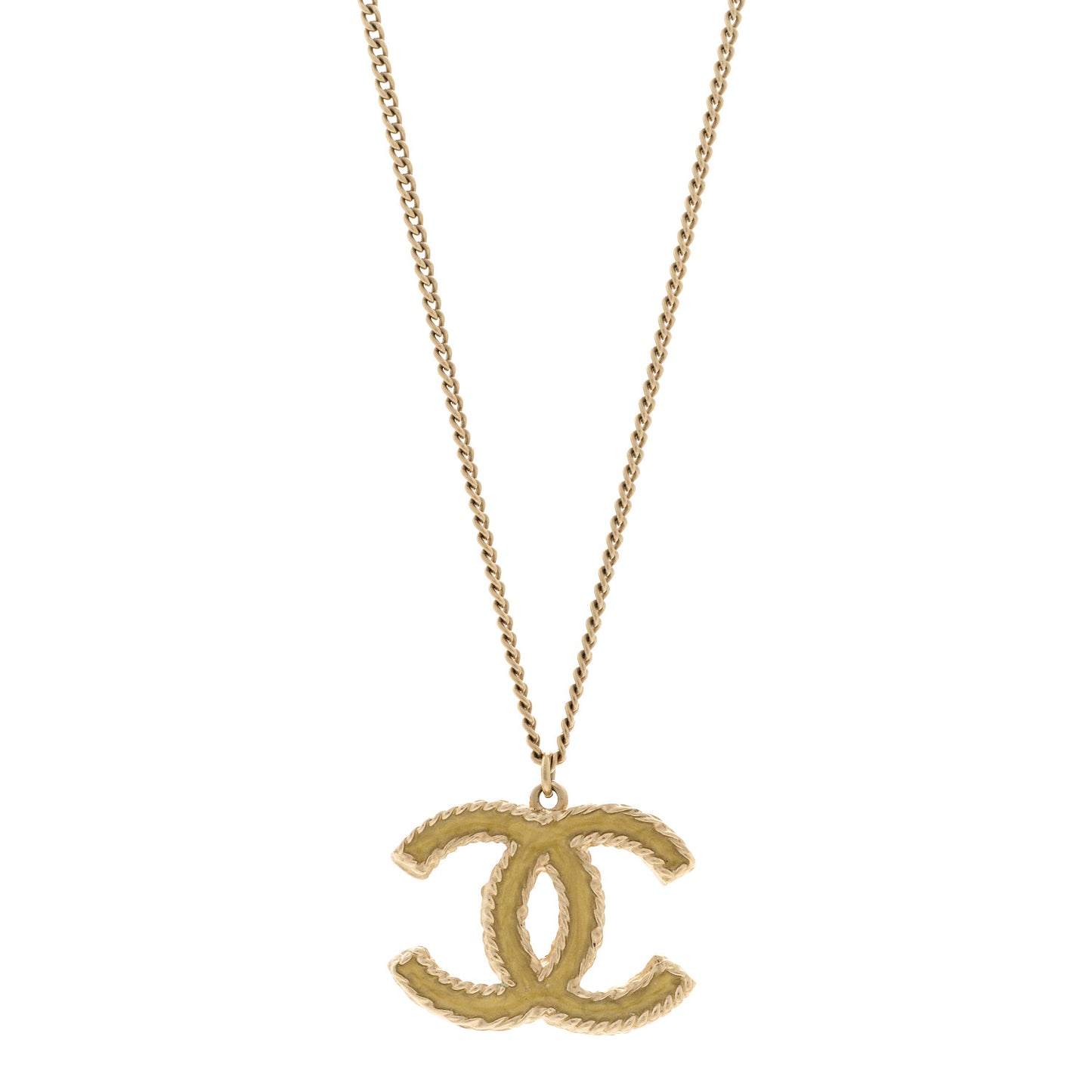 Crystal Enamel CC Reversible Pendant Necklace Gold