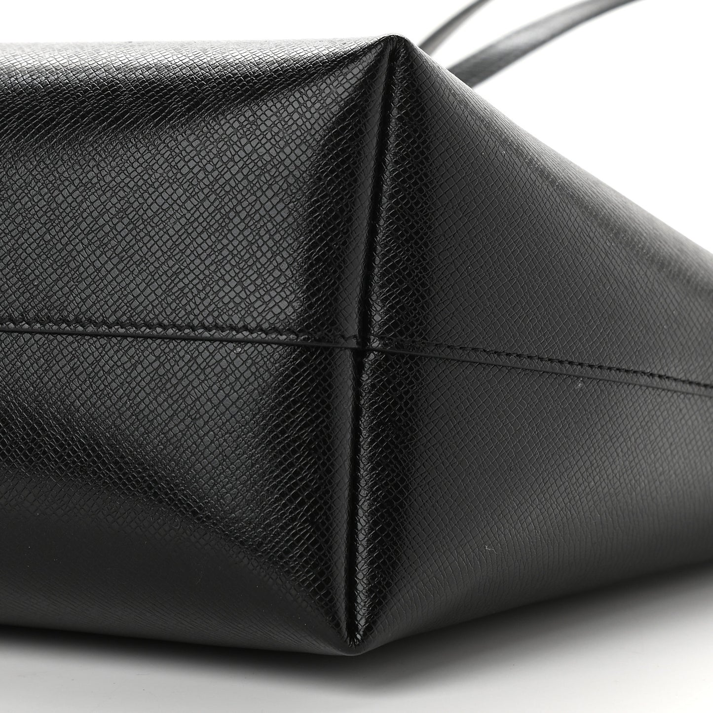 Grained Calfskin E/W Large Shopping Tote Black