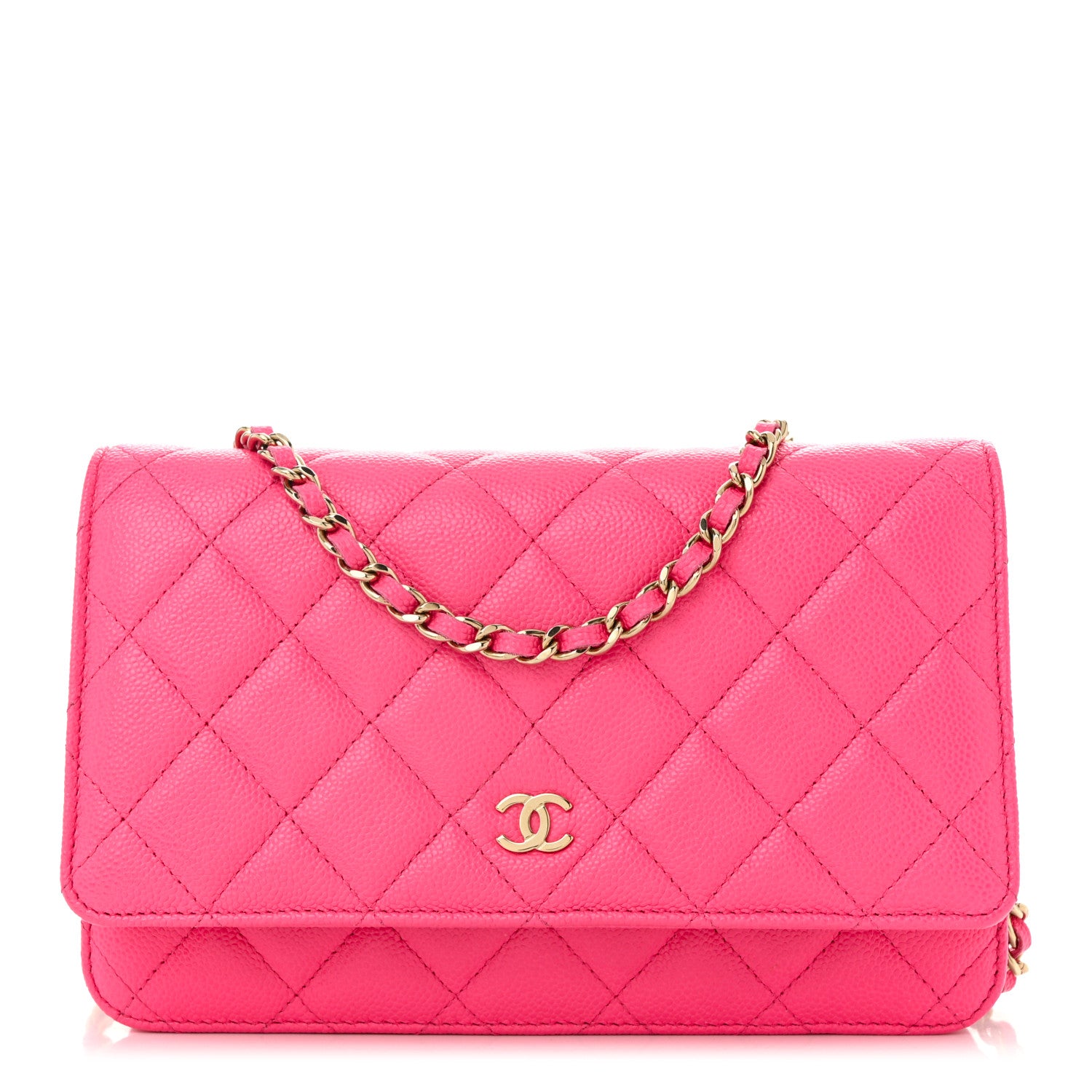 Chanel Caviar Quilted Wallet on Chain WOC Fuchsia 1 of 12