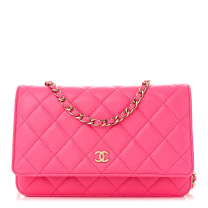 Chanel Caviar Quilted Wallet on Chain WOC Fuchsia 1 of 12