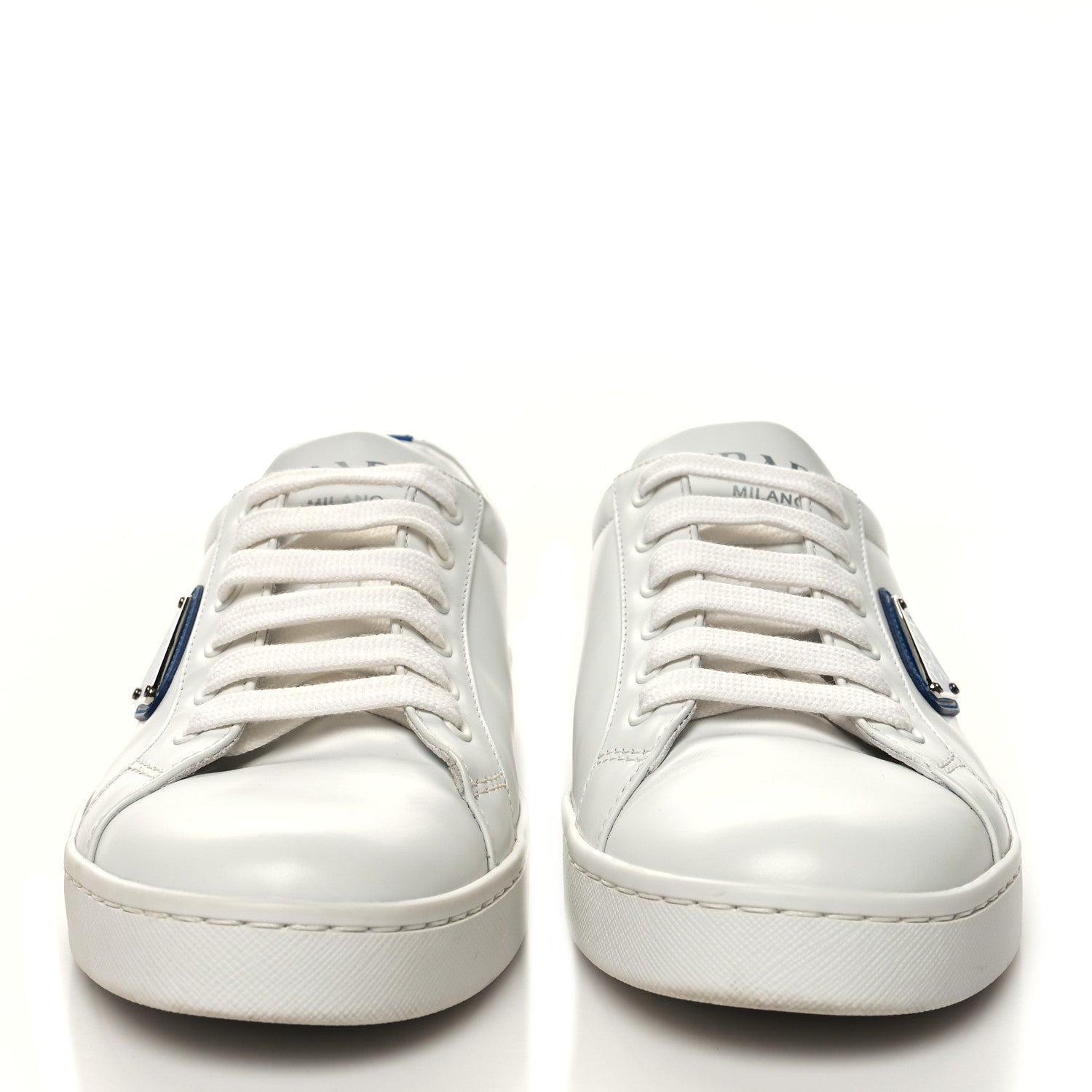 Prada Spazzolato Rois Metal Triangle Logo 25mm Sneakers 37 White Cobalto 2 of 10
