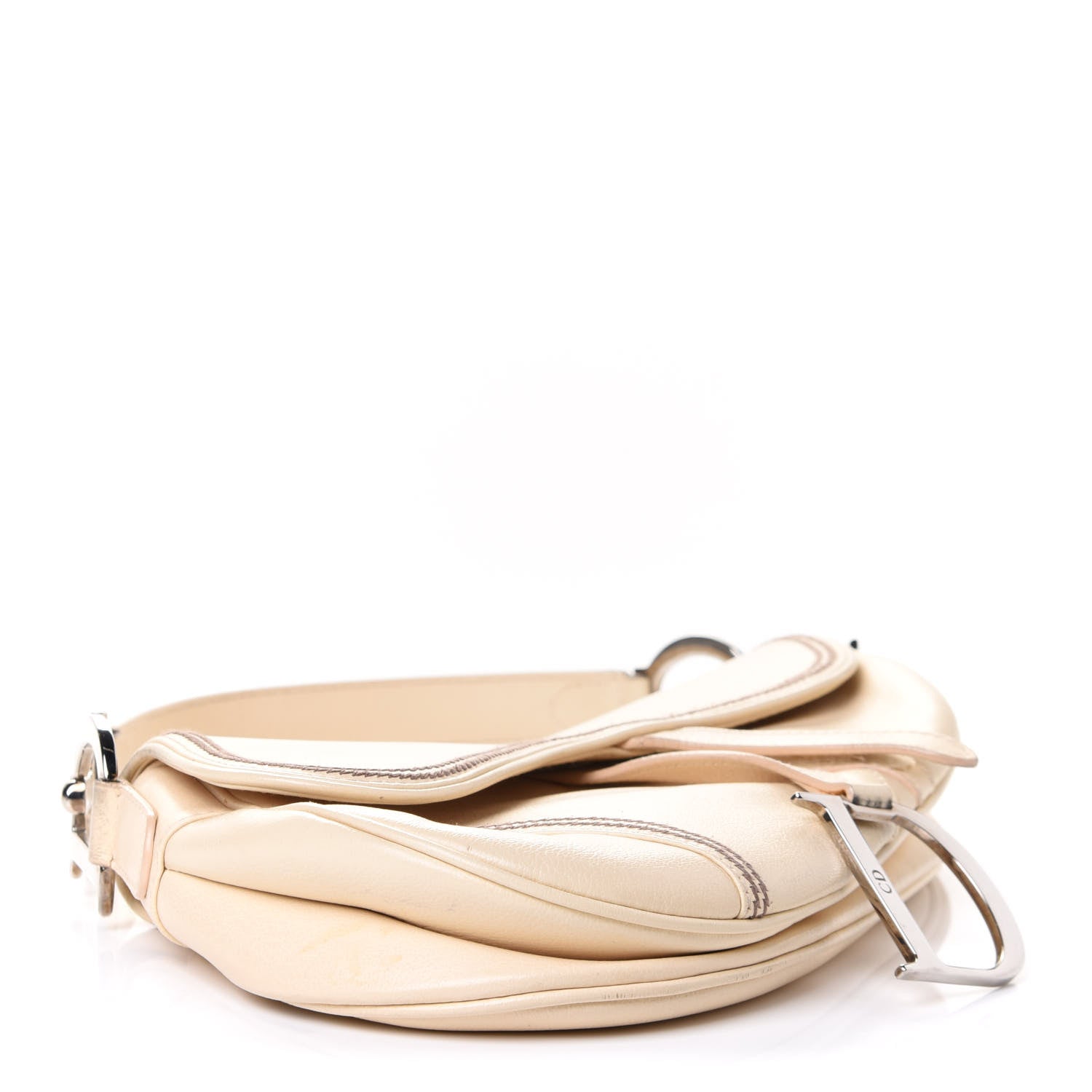 Christian Dior Grained Calfskin Saddle Bag Beige 8 of 19