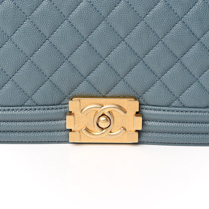 Chanel Caviar Quilted Medium Boy Flap Blue 10 of 11