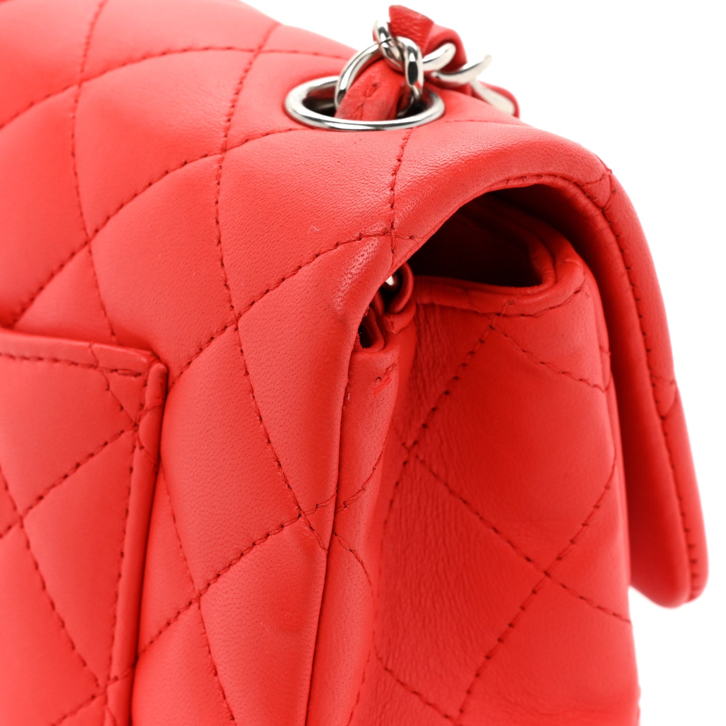 Lambskin Quilted Mini Rectangular Flap Red