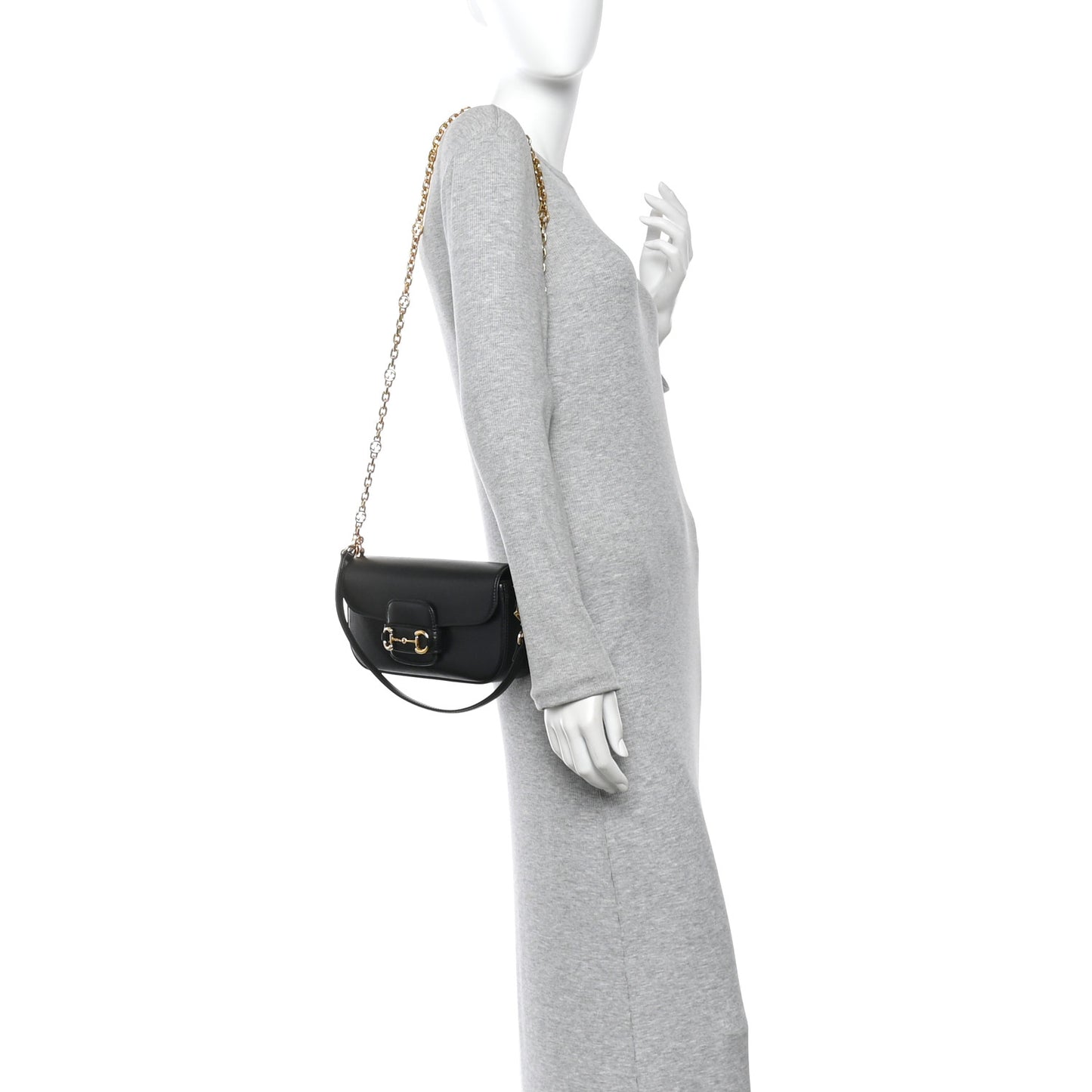 Azalea Calfskin Small Horsebit 1955 Chain Shoulder Bag Black