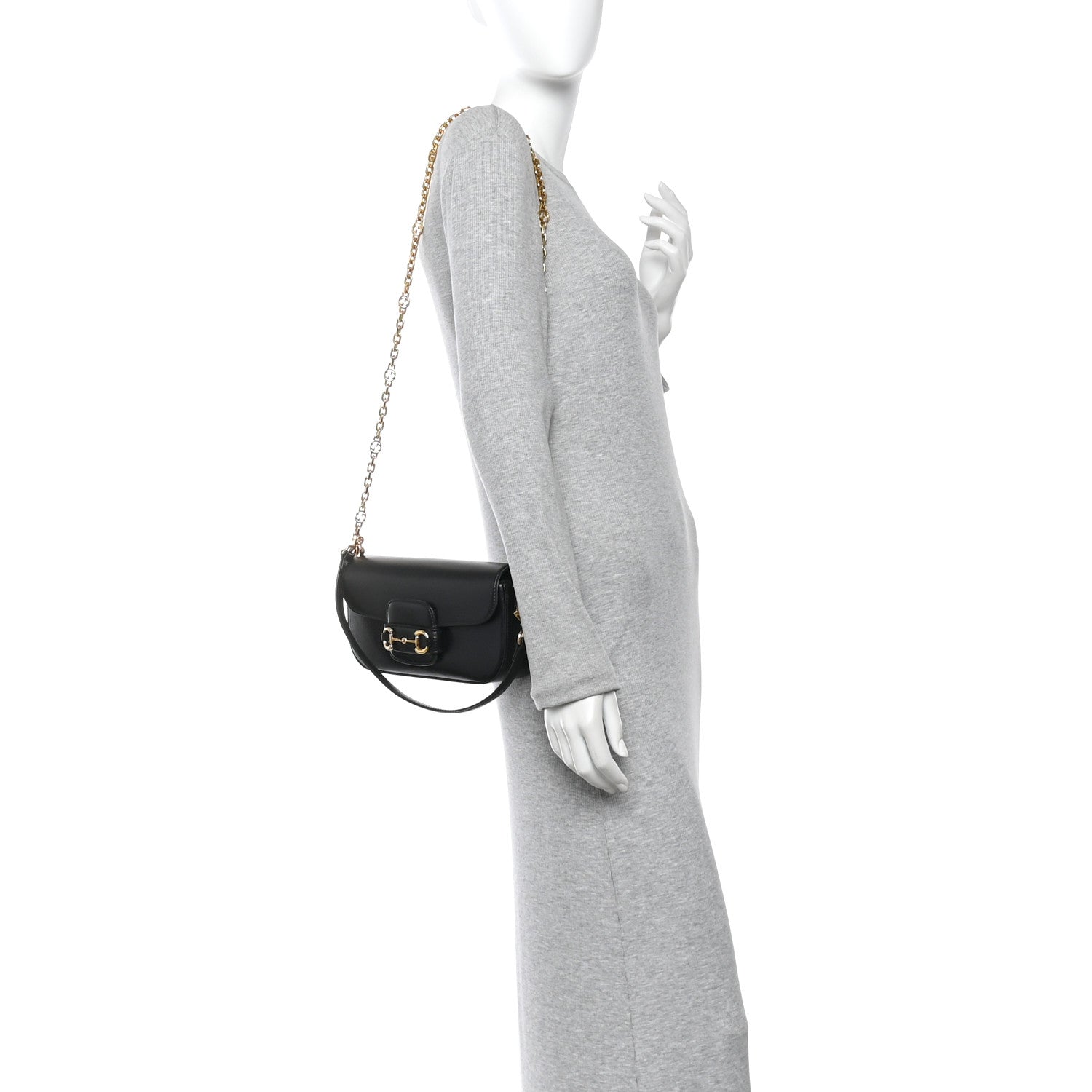 Gucci Azalea Calfskin Small Horsebit 1955 Chain Shoulder Bag Black 2 of 11