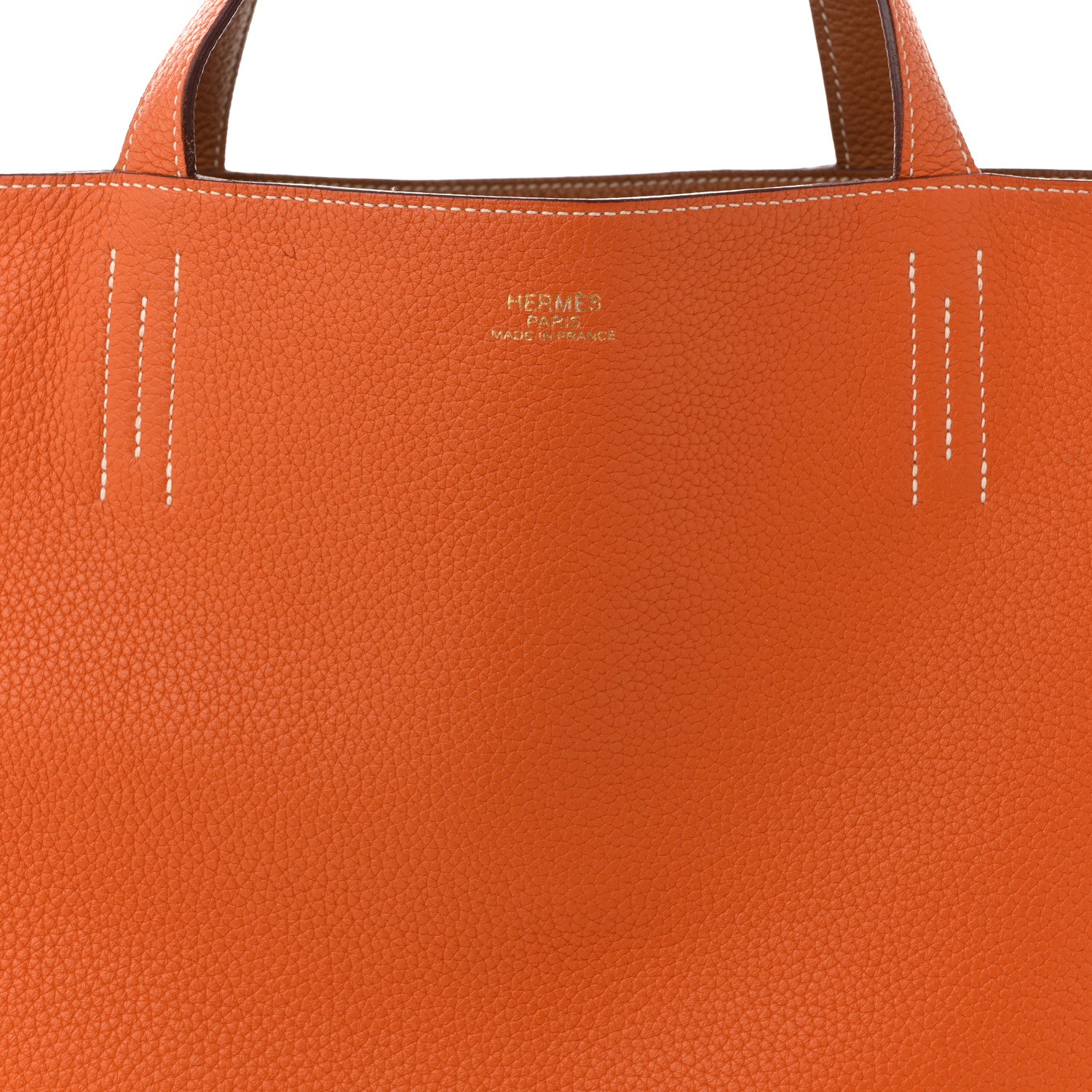 Hermes Taurillon Clemence Double Sens 45 Reversible Tote Orange Gold 13 of 22
