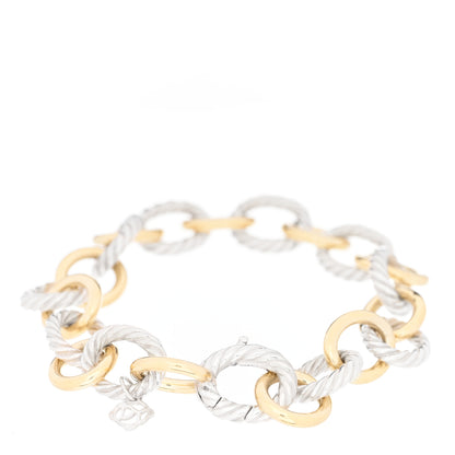 David Yurman Sterling Silver 18K Yellow Gold 10mm Medium Oval Link Bracelet 2 of 4