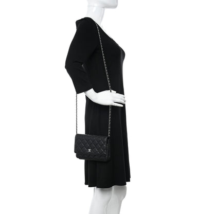 Chanel Lambskin Quilted Wallet On Chain WOC Black 2 of 17