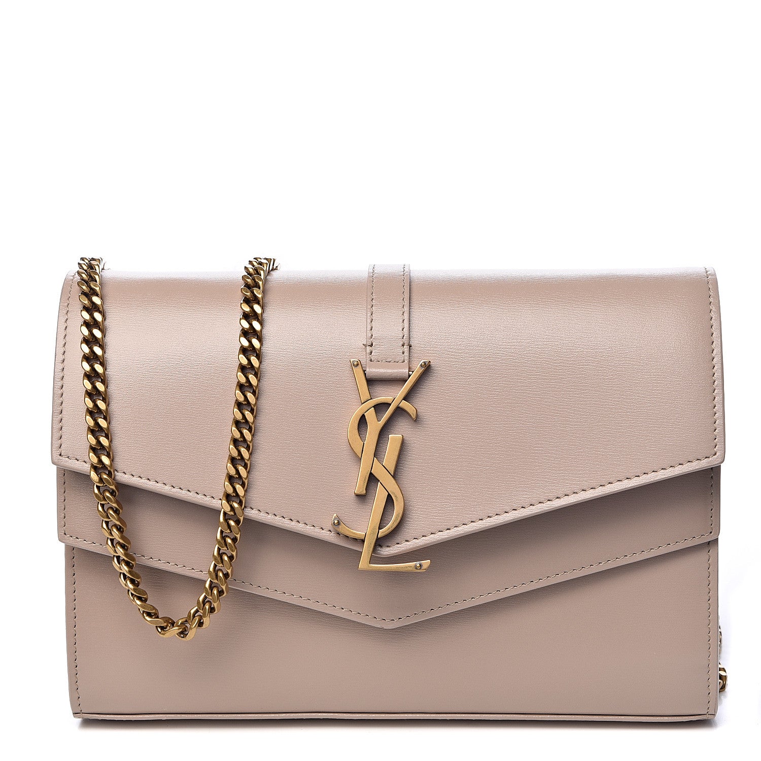 Saint Laurent Smooth Calfskin Sulpice Monogram Chain Wallet Light Natural 1 of 11