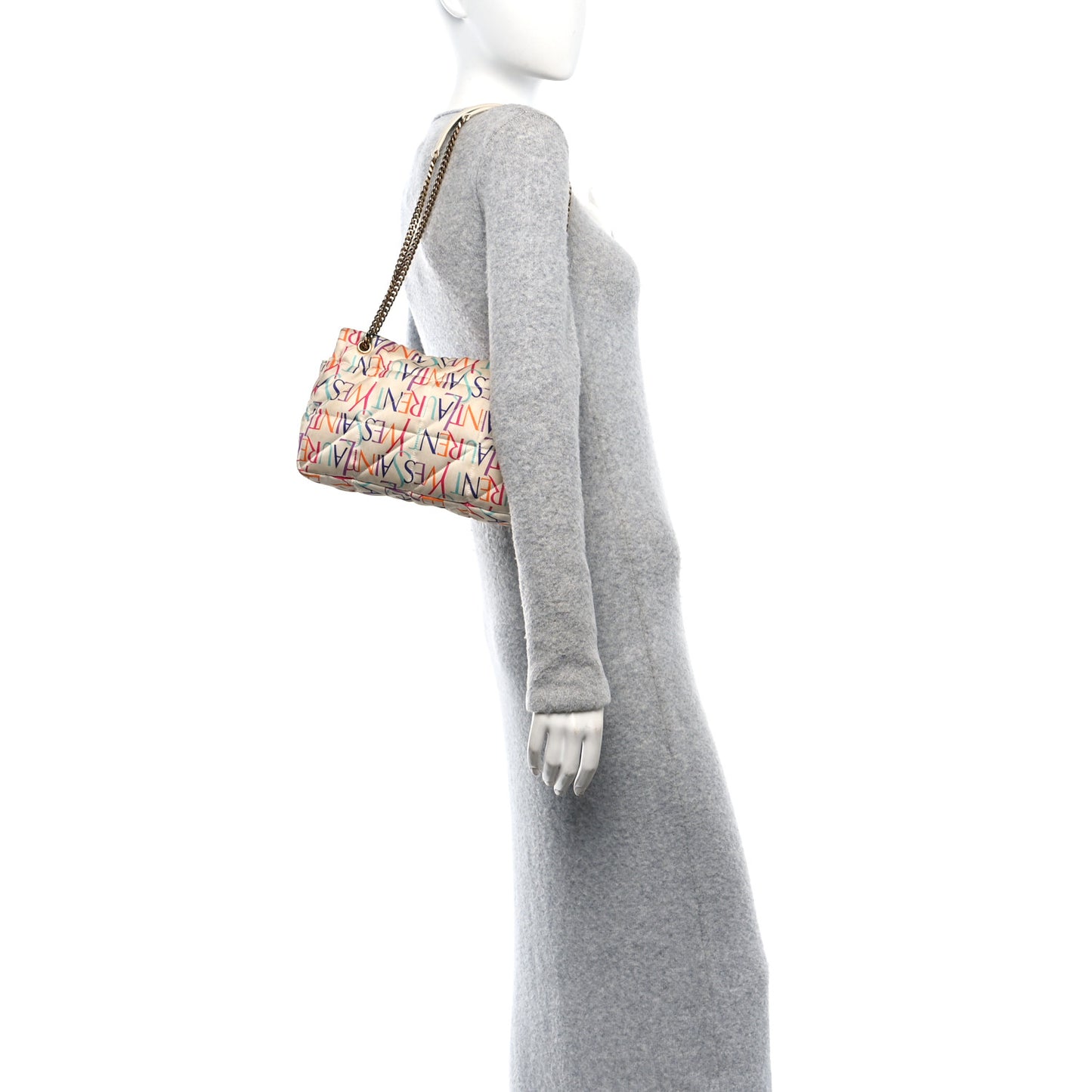 Silk Carre Rive Gauche Print Patchwork Monogram Medium Jamie Multicolor White