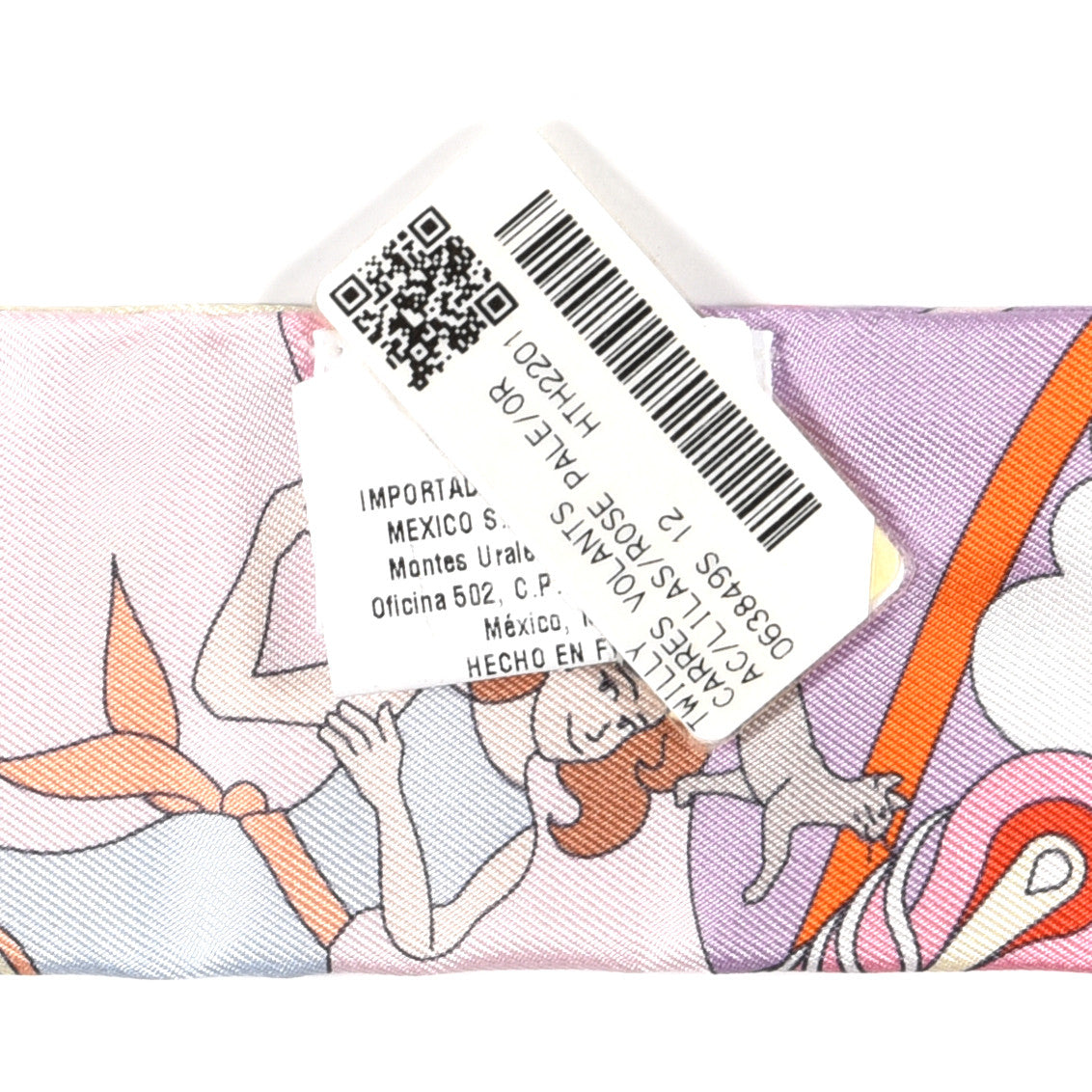 Silk Carres Volants Twilly Lilas Rose Pale Or