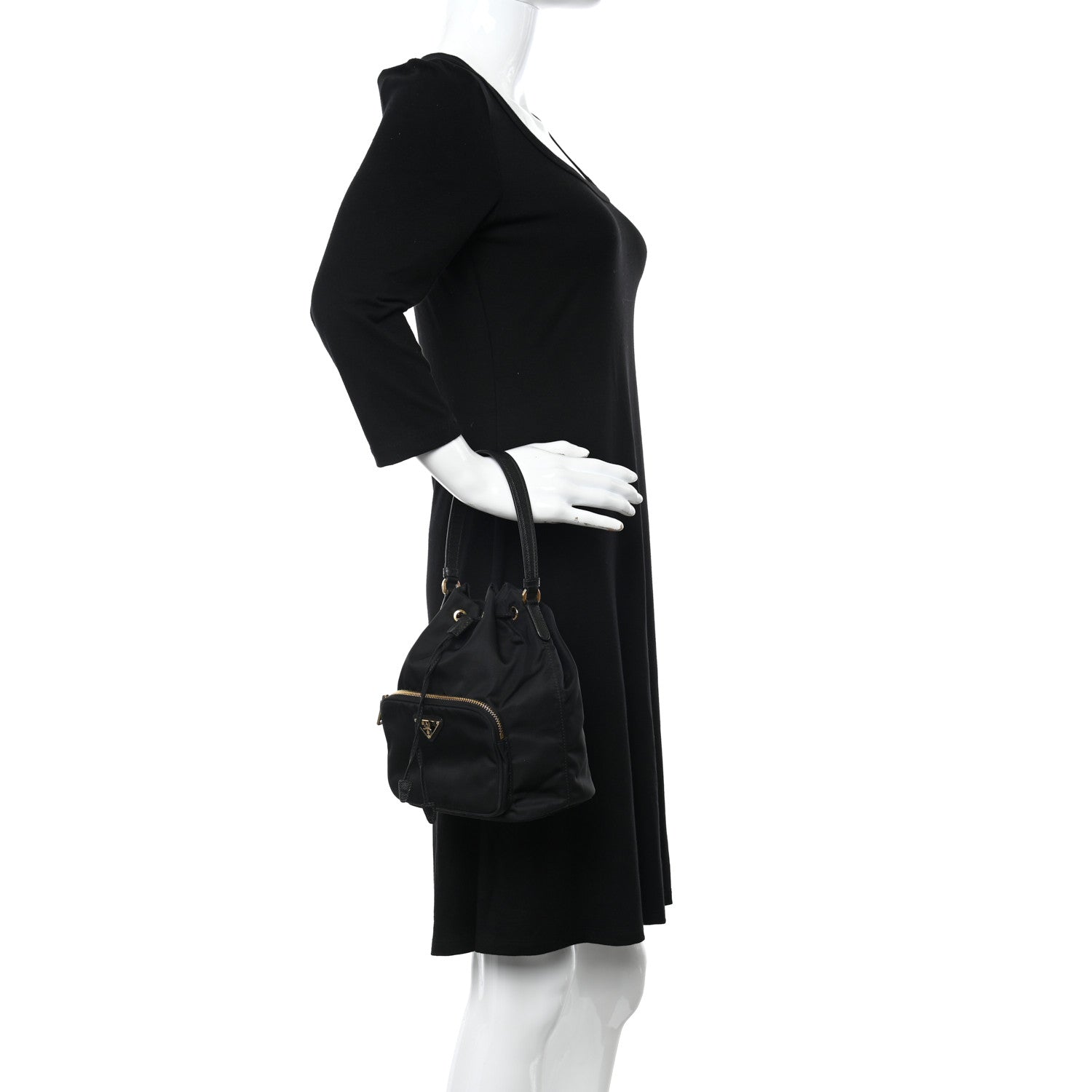 Prada Re-Nylon Duet Drawstring Shoulder Bag Black 2 of 10