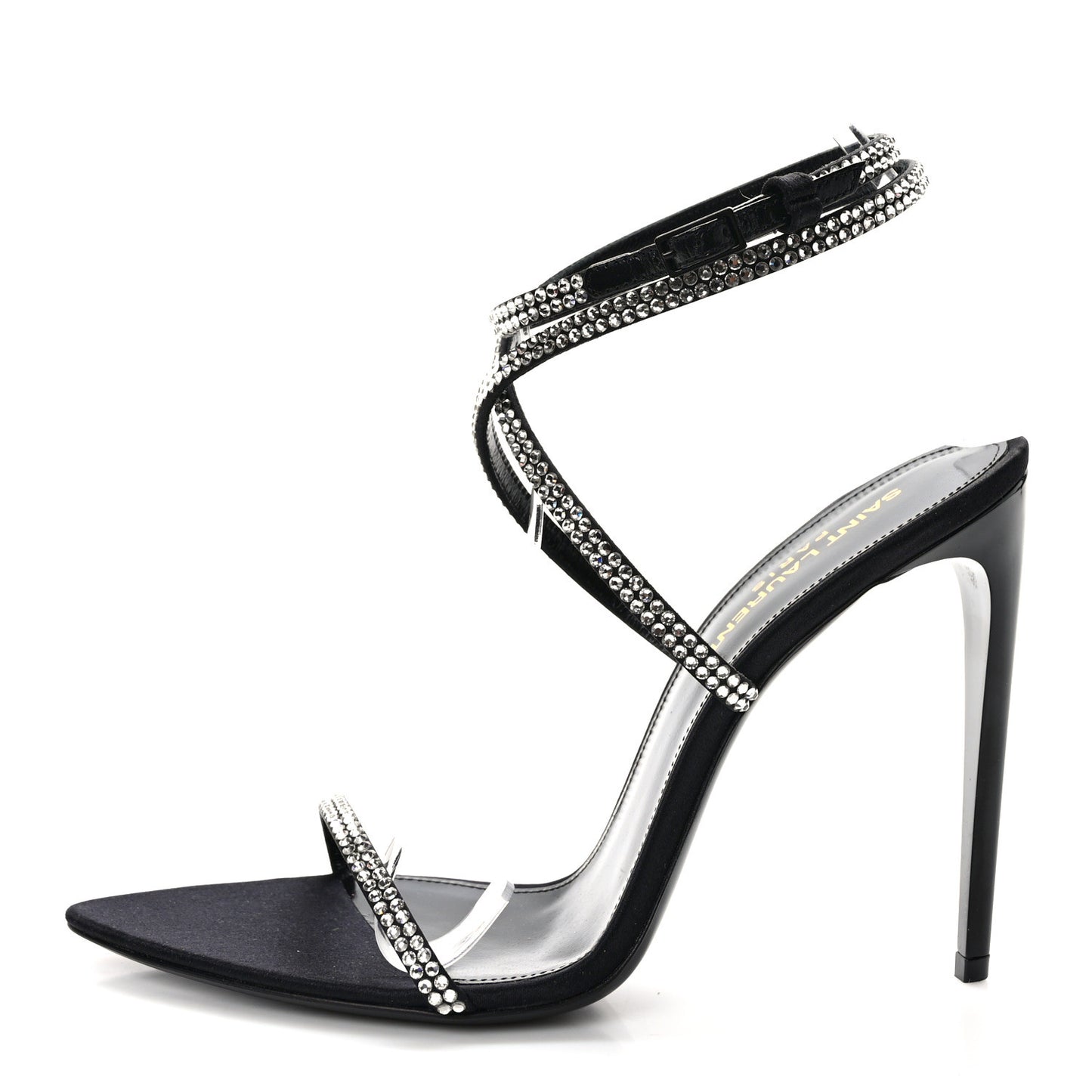 Satin Crystal Ava 105 Sandals 38.5 Black
