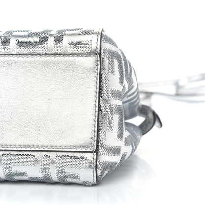 Fendi Vitello Catalan Mirror Sequin FF 1974 Embroidered Mini Peekaboo Iconic Satchel Argento 8 of 8
