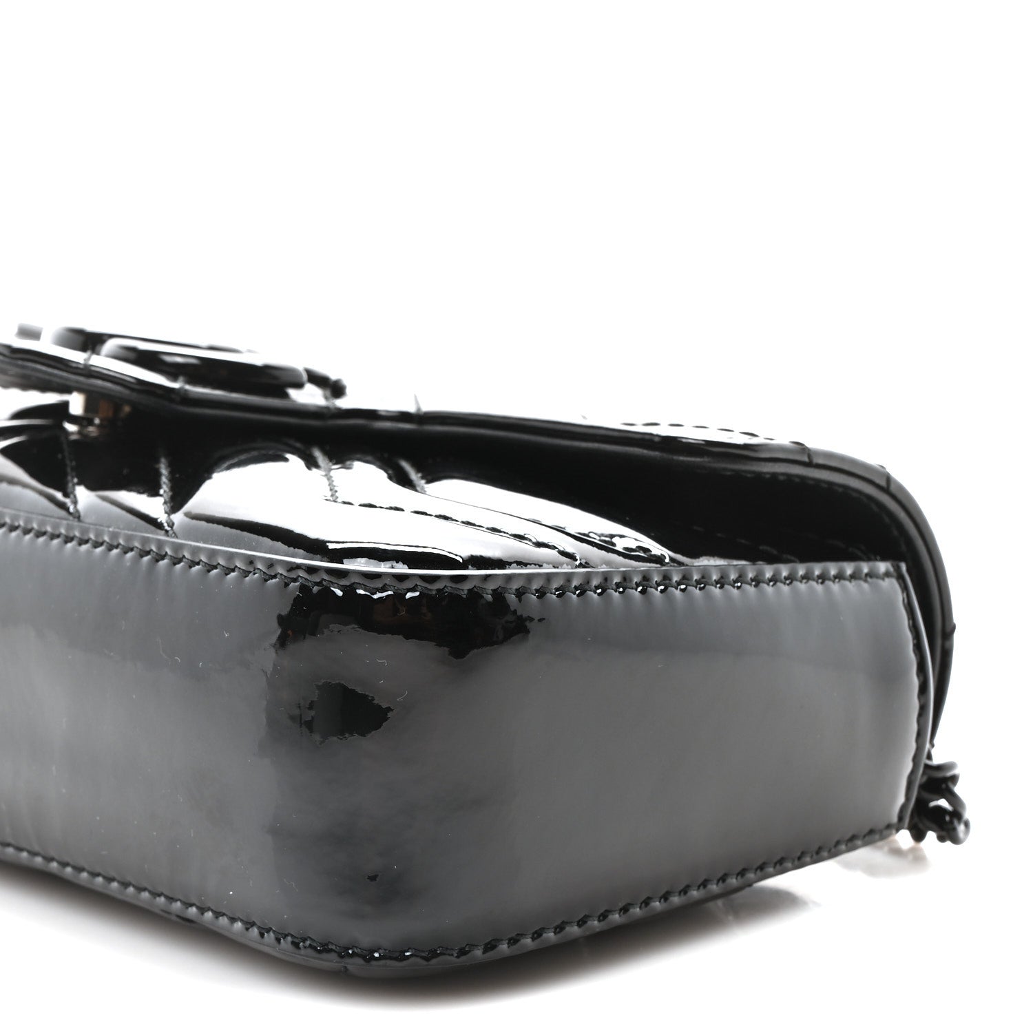 Gucci Patent Lambskin Enamel Matelasse Monochrome Super Mini GG Marmont Shoulder Bag Black 10 of 10