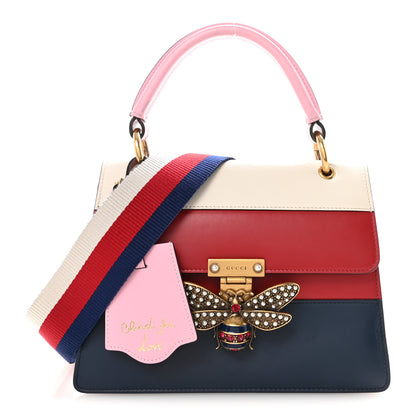Gucci Calfskin Sylvie Web Small Queen Margaret Top Handle Bag Blue Agata Hibiscus Red Mystic White Sugar Pink 1 of 11