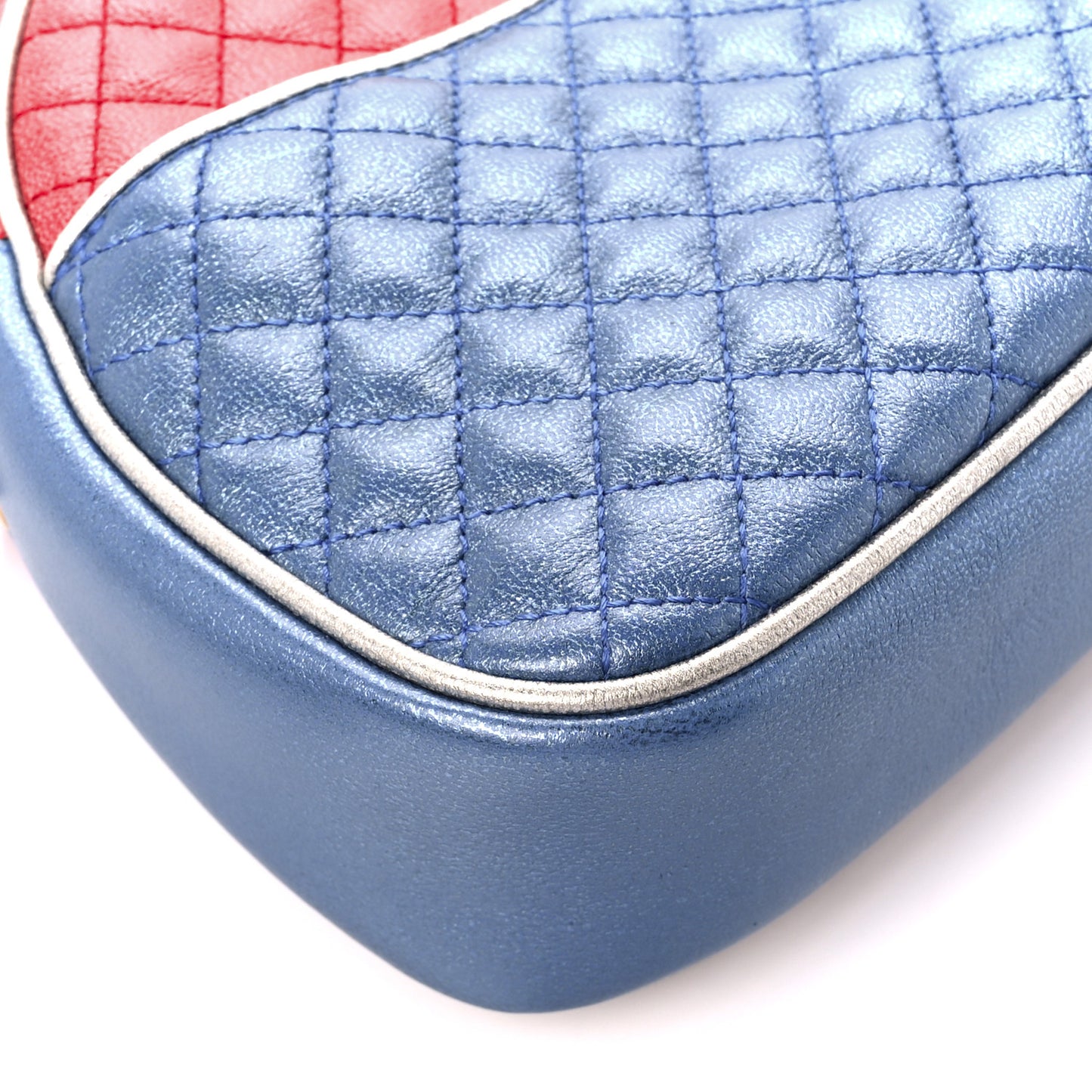 Laminated Nappa Trapuntata Mini Zumi Dome Shoulder Bag Rosso Marine Argento