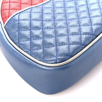 Gucci Laminated Nappa Trapuntata Mini Zumi Dome Shoulder Bag Rosso Marine Argento 10 of 11