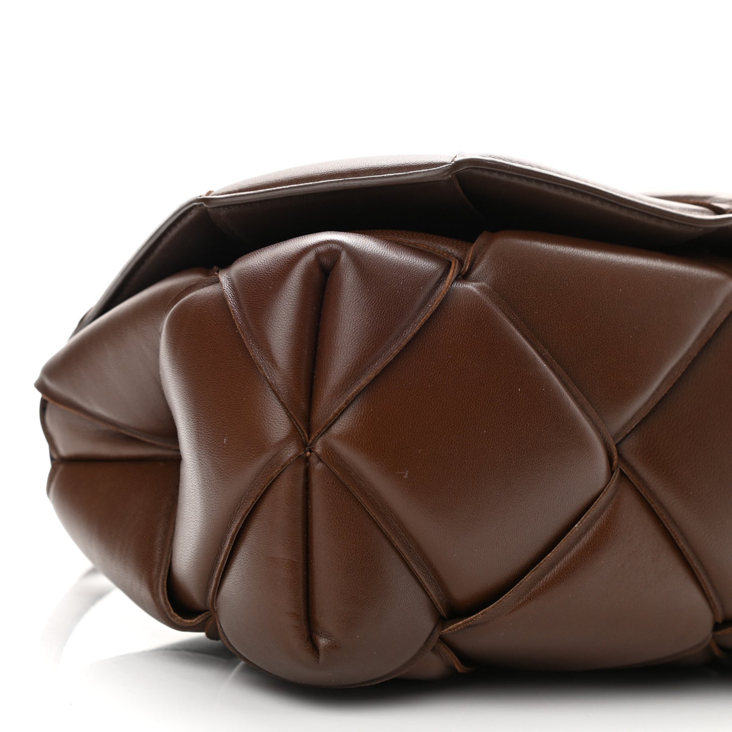 Nappa Intreccio Padded Top Handle Shoulder Bag Brownie