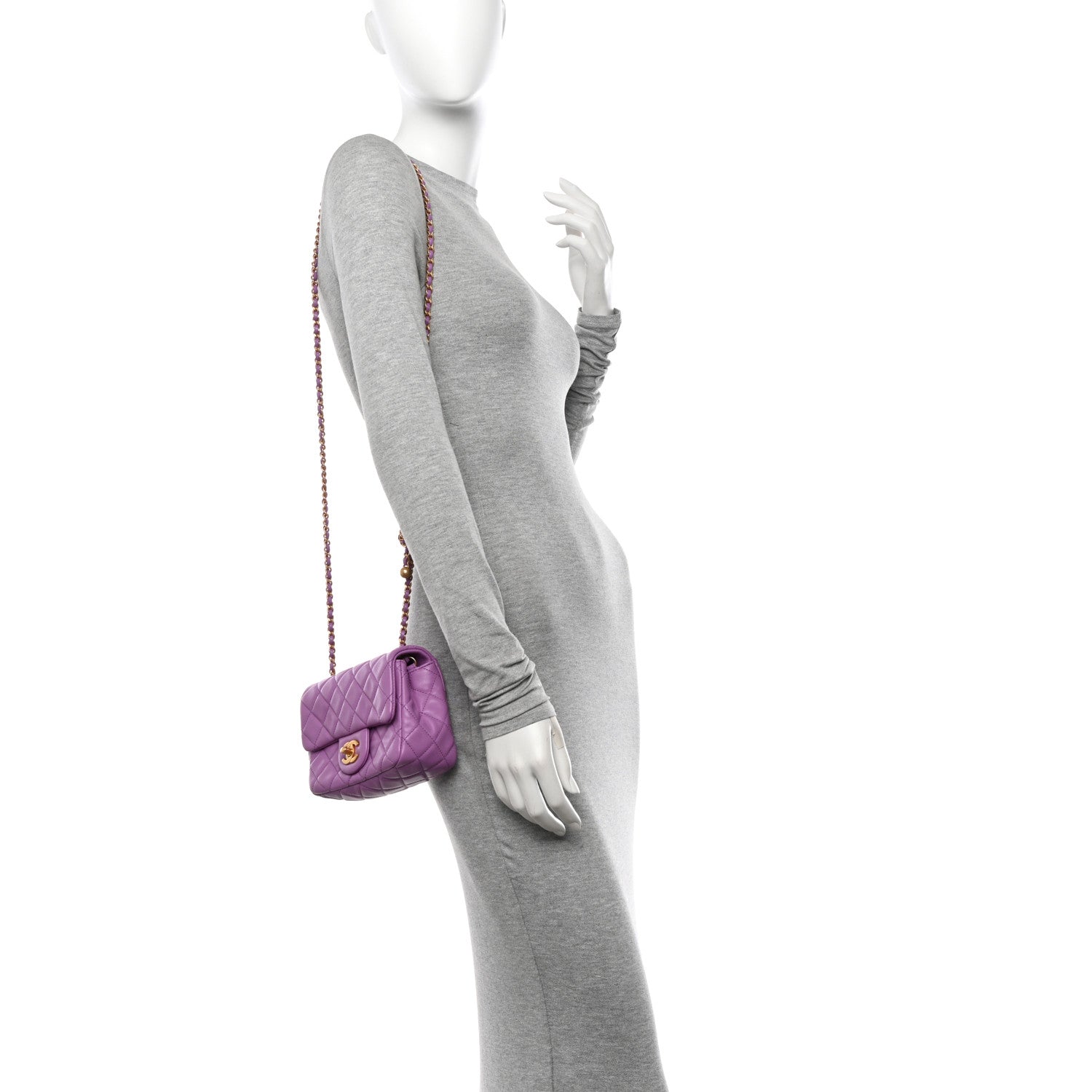 Chanel Lambskin Quilted Mini Pearl Crush Flap Purple 2 of 11