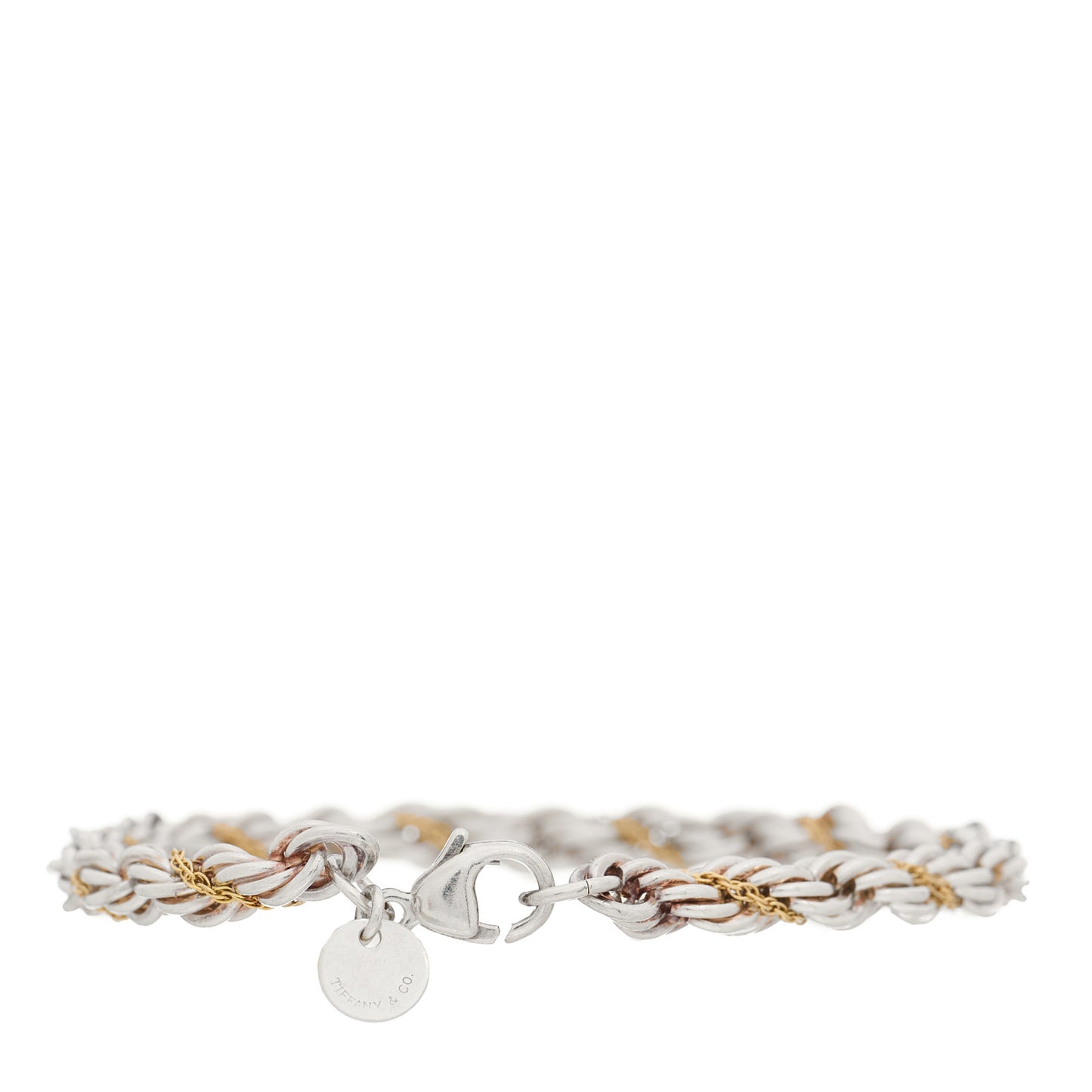 Sterling Silver 18K Yellow Gold Rope Chain Bracelet