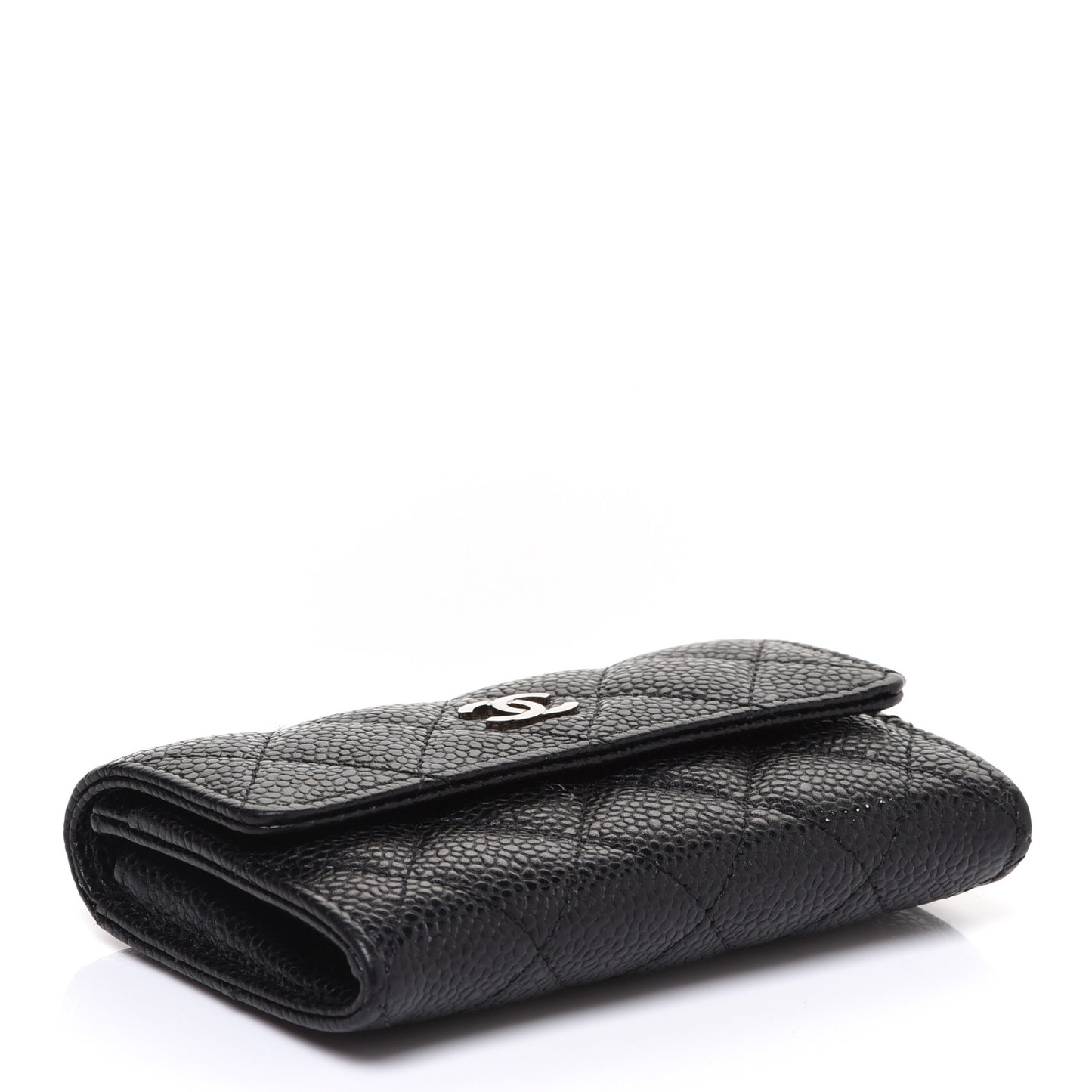Caviar Quilted Flap Card Holder Black